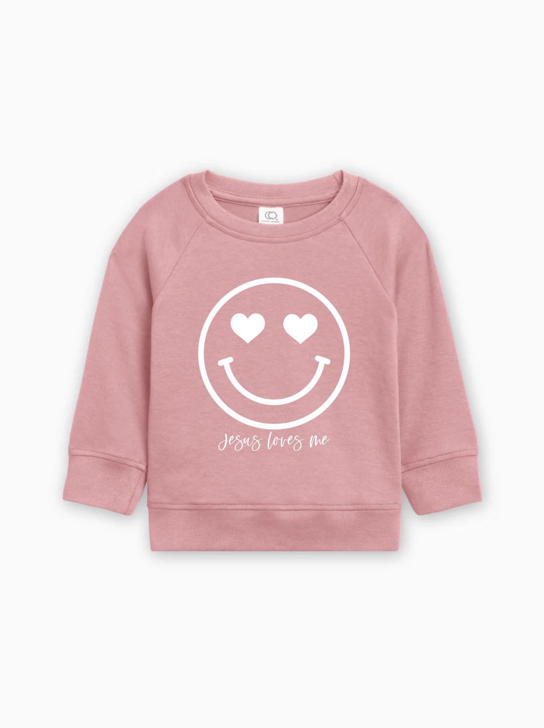 Heart Smiley Face Jesus Loves Me Easter Baby And Toddler Organic Cotton Pullover