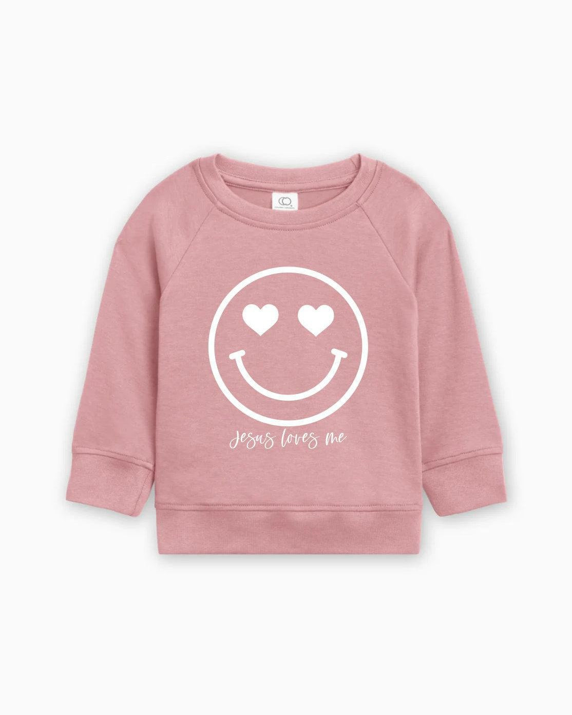 Heart Smiley Face Jesus Loves Me Easter Baby And Toddler Organic Cotton Pullover
