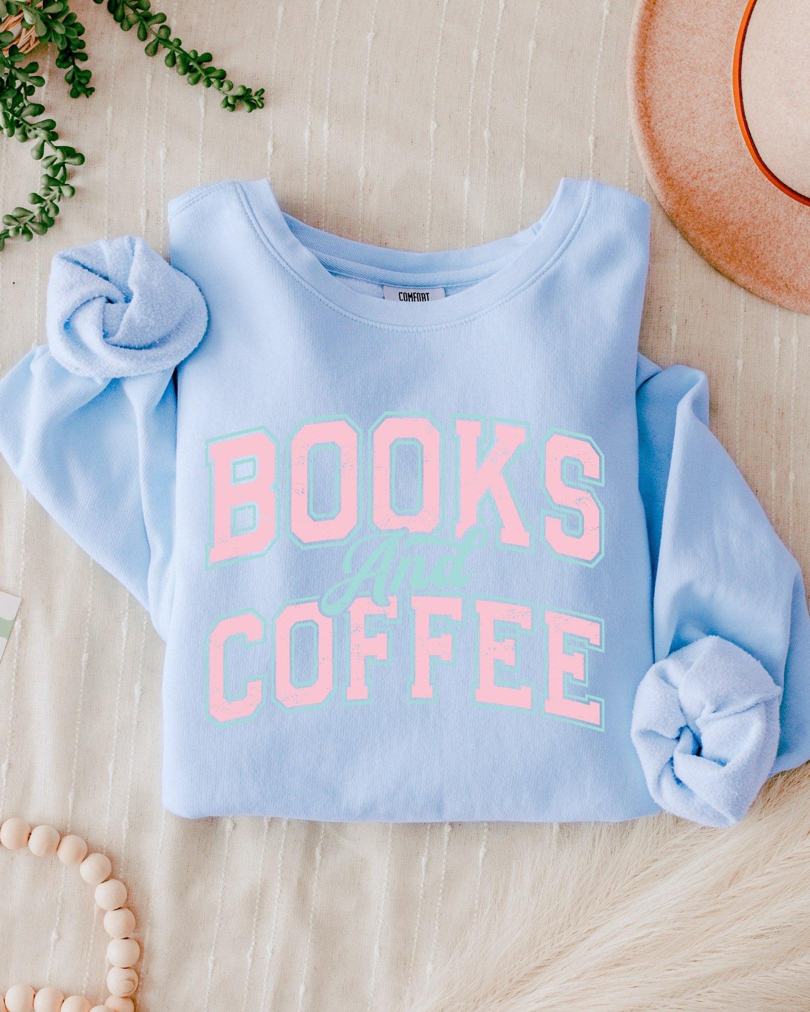 Books and Coffee Garment Dyed Comfort Colors Sweatshirt