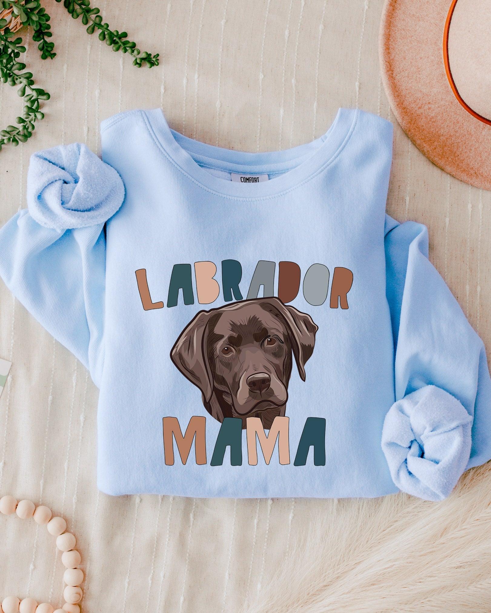 Chocolate Labrador Retriever Dog Mom Garment Dyed Comfort Colors Sweatshirt (Color)