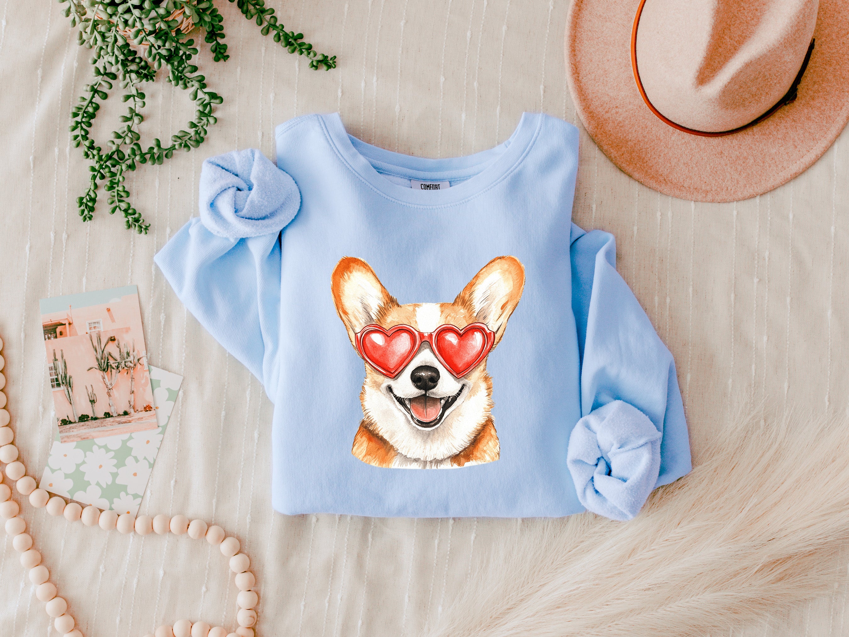 Welsh Corgi Valentine's day Dog Mom Garment Dyed Comfort Colors Sweatshirt