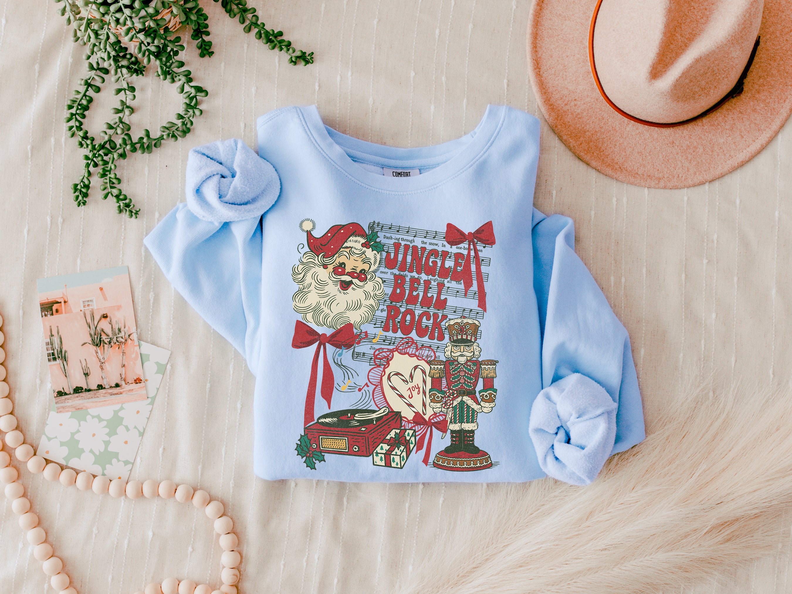 Santa & Nutcracker Fairy Theme Merry Christmas Holiday Winter Fall Inspirational Garment Dyed Comfort Colors Sweatshirt
