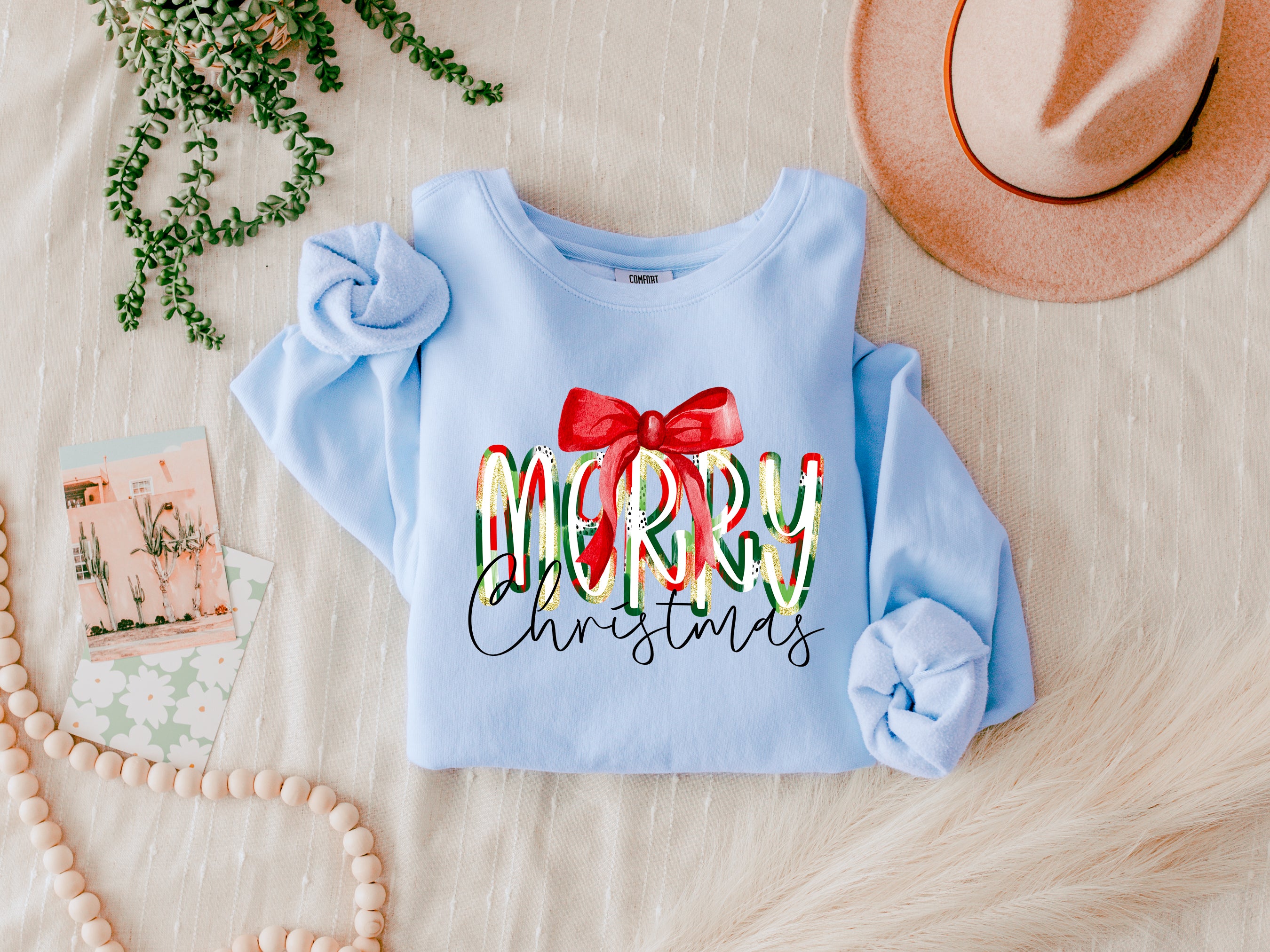 Merry Christmas Winter Holiday Fall Autumn Inspirational Garment Dyed Comfort Colors Sweatshirt