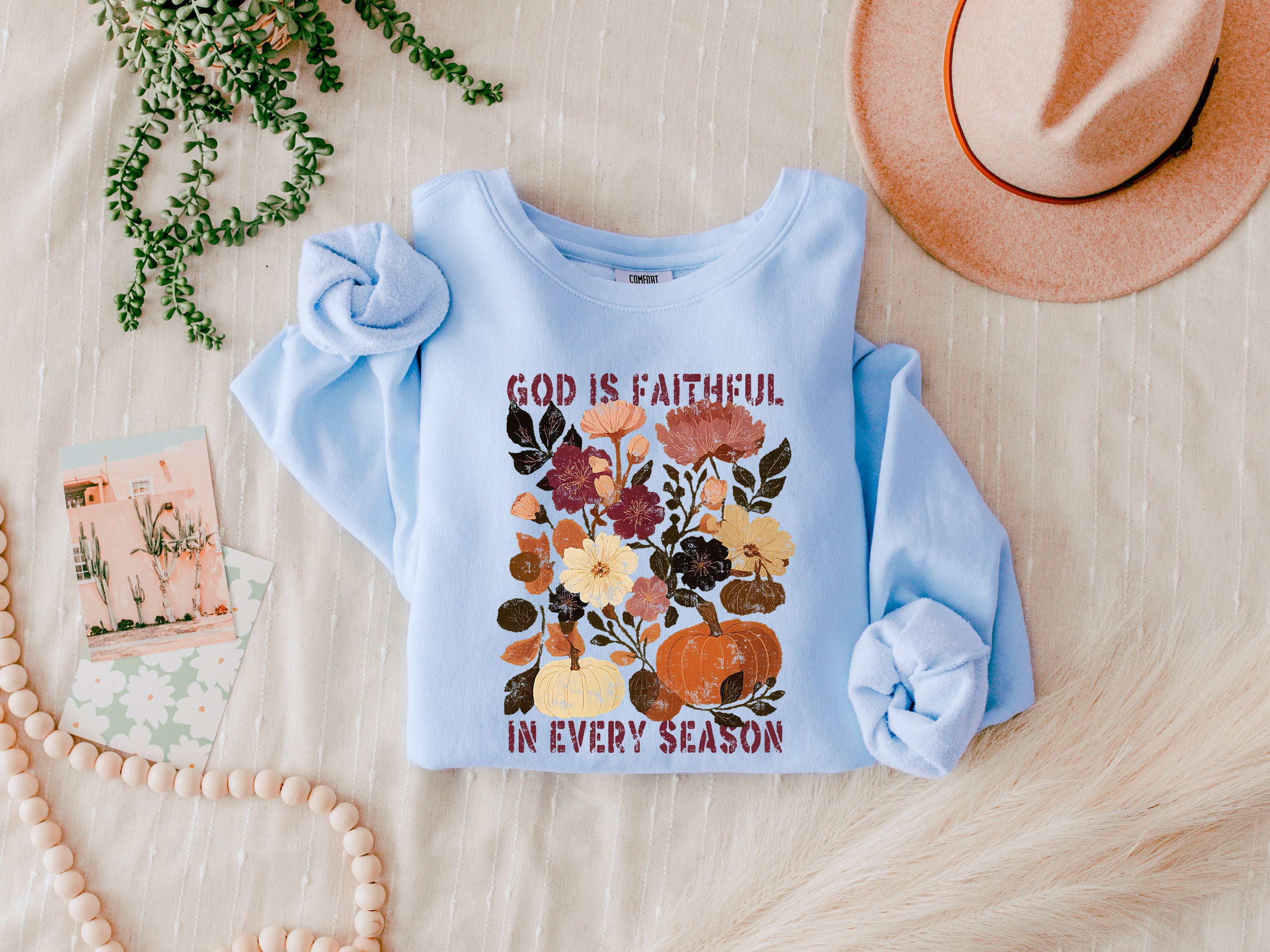 God is faithful Fall Autumn Season Thanksgiving day 100% cotton Garment Dyed Comfort Colors Sweatshirt