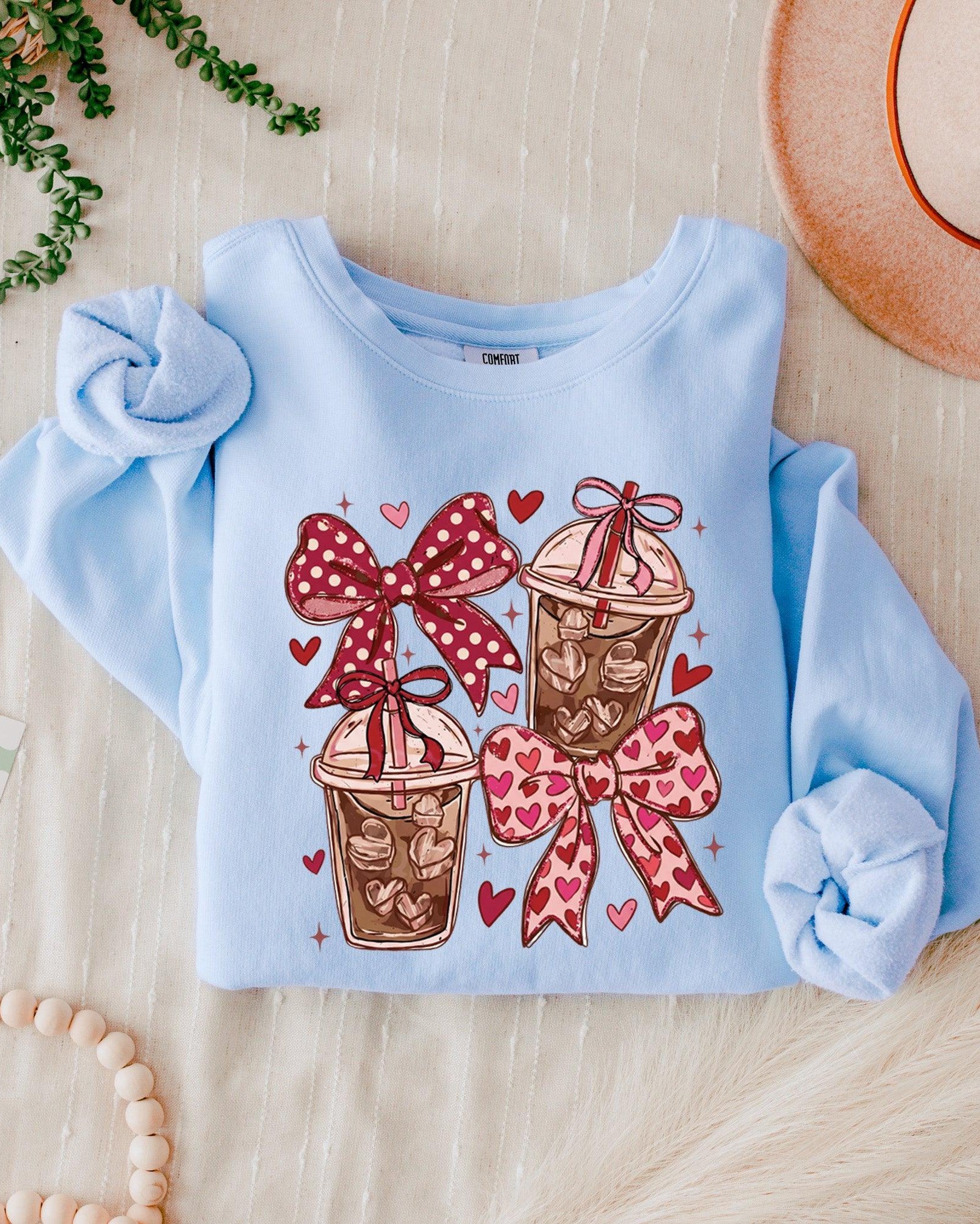 Coffee Iced Lattee Valentine's Day Garment Dyed Comfort Colors Sweatshirt