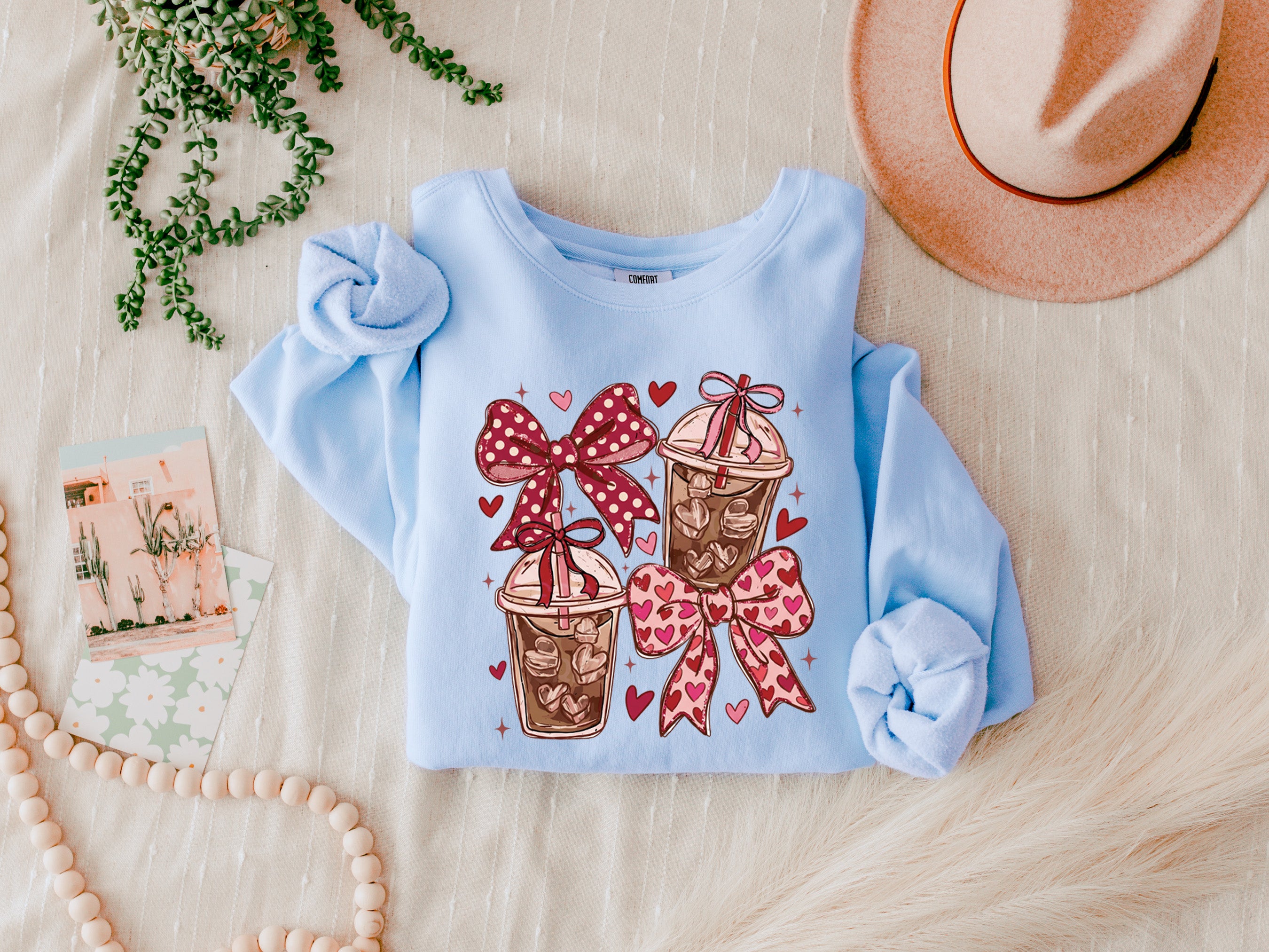 Coffee Iced Lattee Valentine's Day Garment Dyed Comfort Colors Sweatshirt