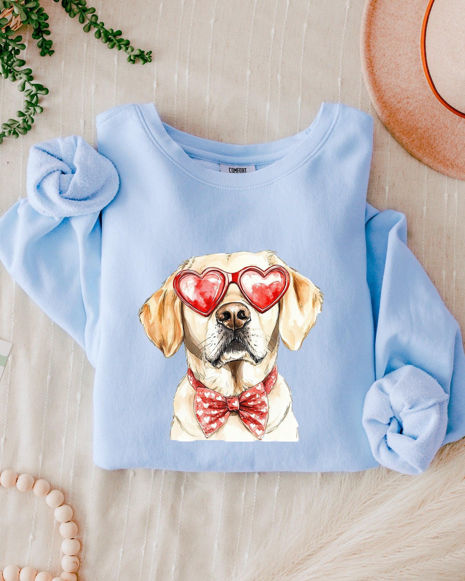 Yellow Labrador Retriever Valentine's day Dog Mom Garment Dyed Comfort Colors Sweatshirt