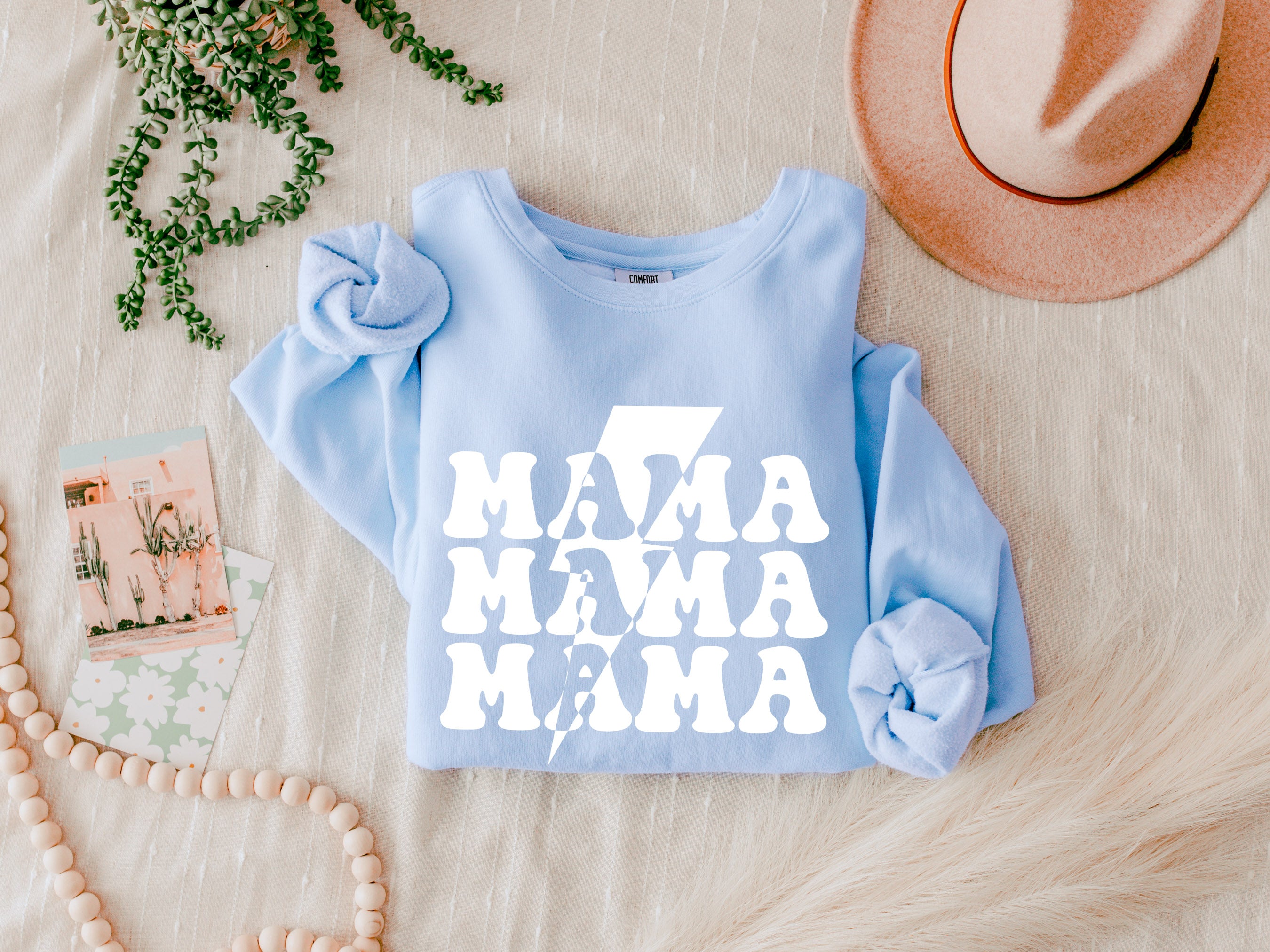 Mama Lightning Garment Dyed Comfort Colors Sweatshirt