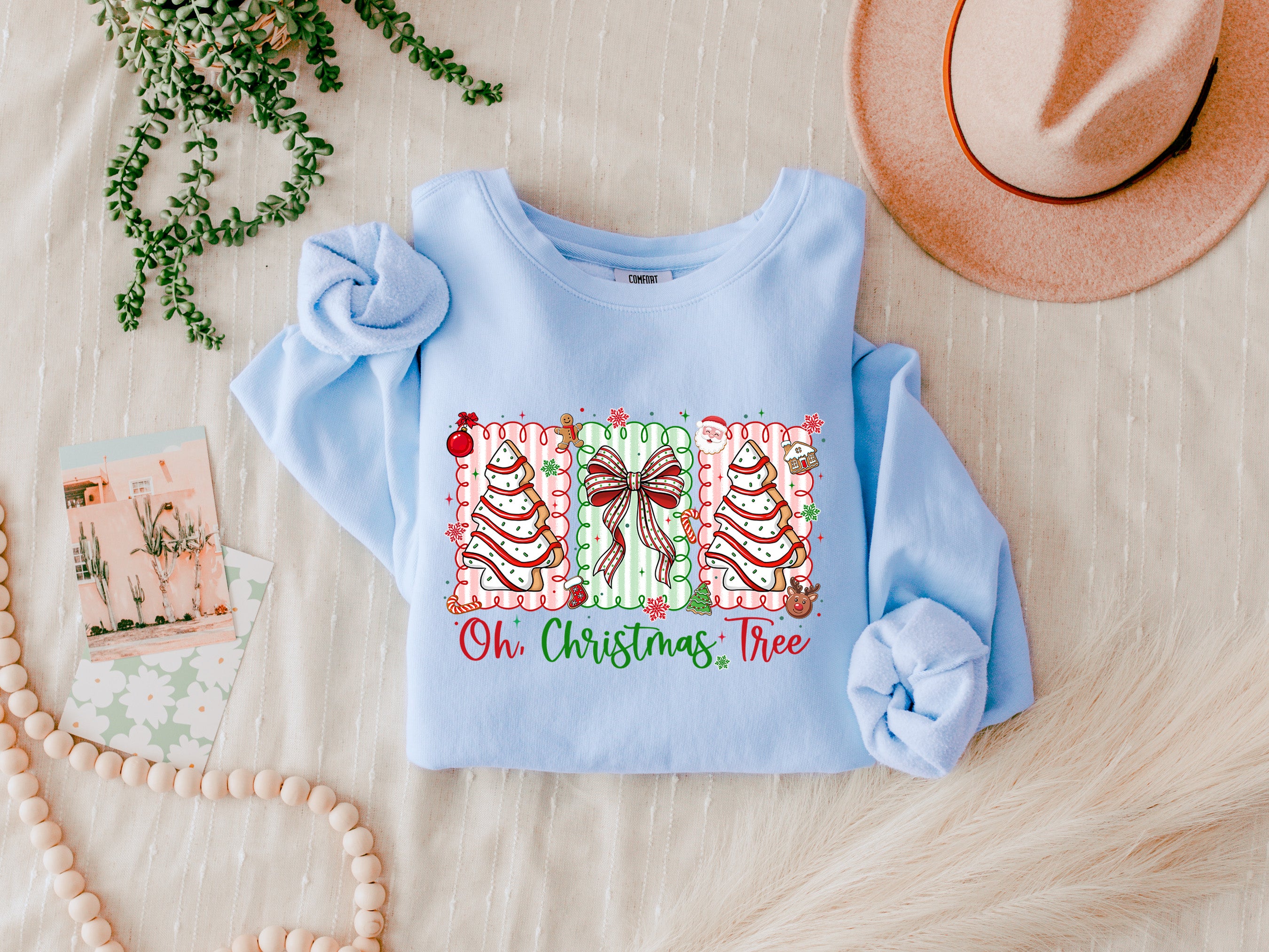 Merry Christmas Tree Holiday Winter Fall Inspirational Garment Dyed Comfort Colors Sweatshirt