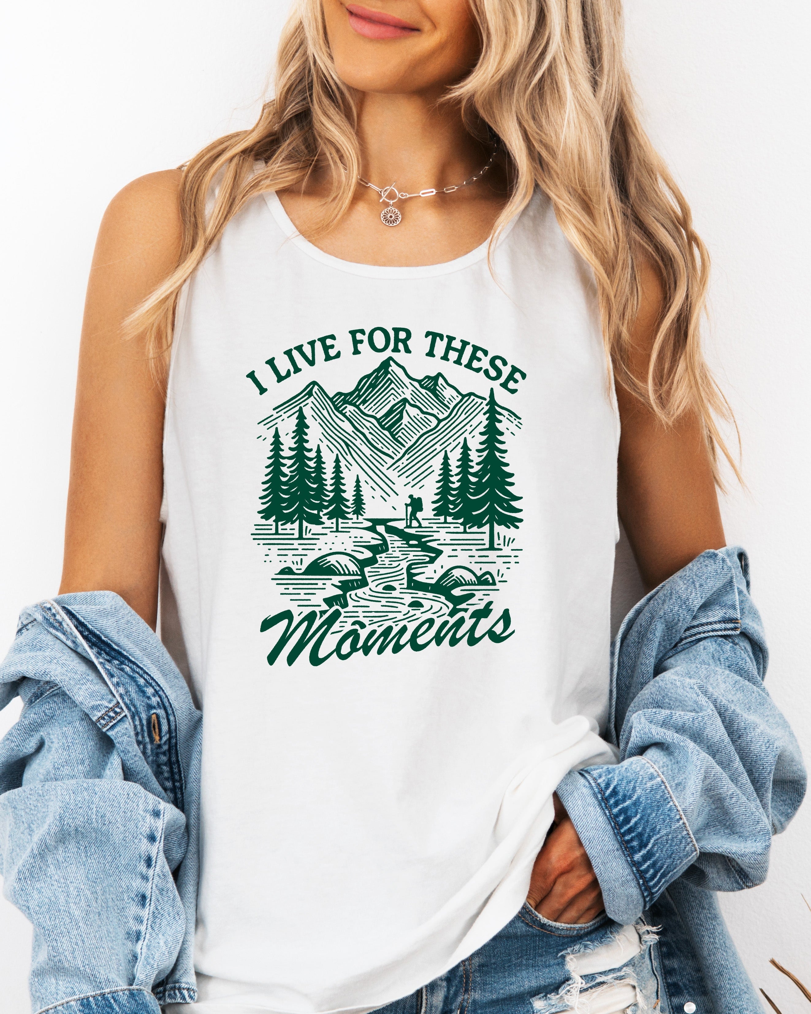 I live for these moments Mountain Camping Hiking Nature Comfort Colors Tank Top