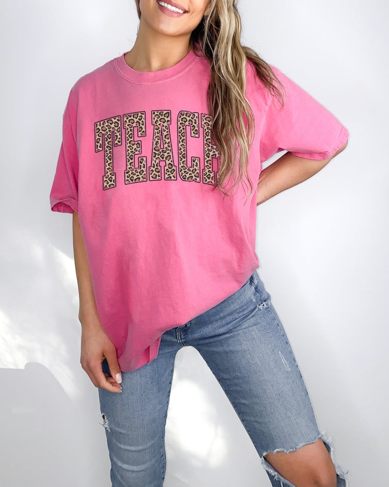 Teach Teacher LEOPARD Comfort Colors Garment-Dyed T-Shirt