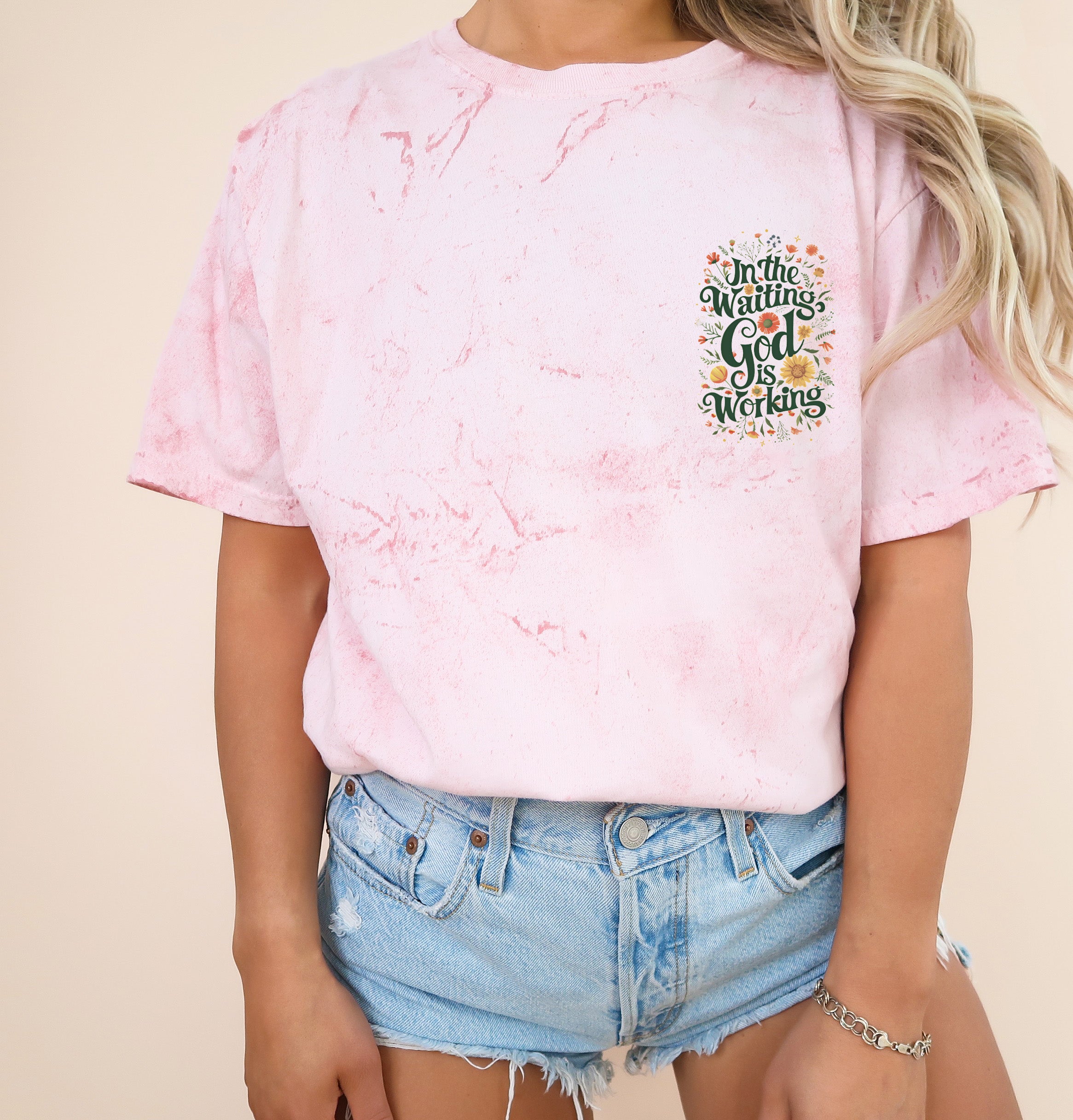 In the waiting God is working Christian Comfort Colors Garment Dyed T Shirt