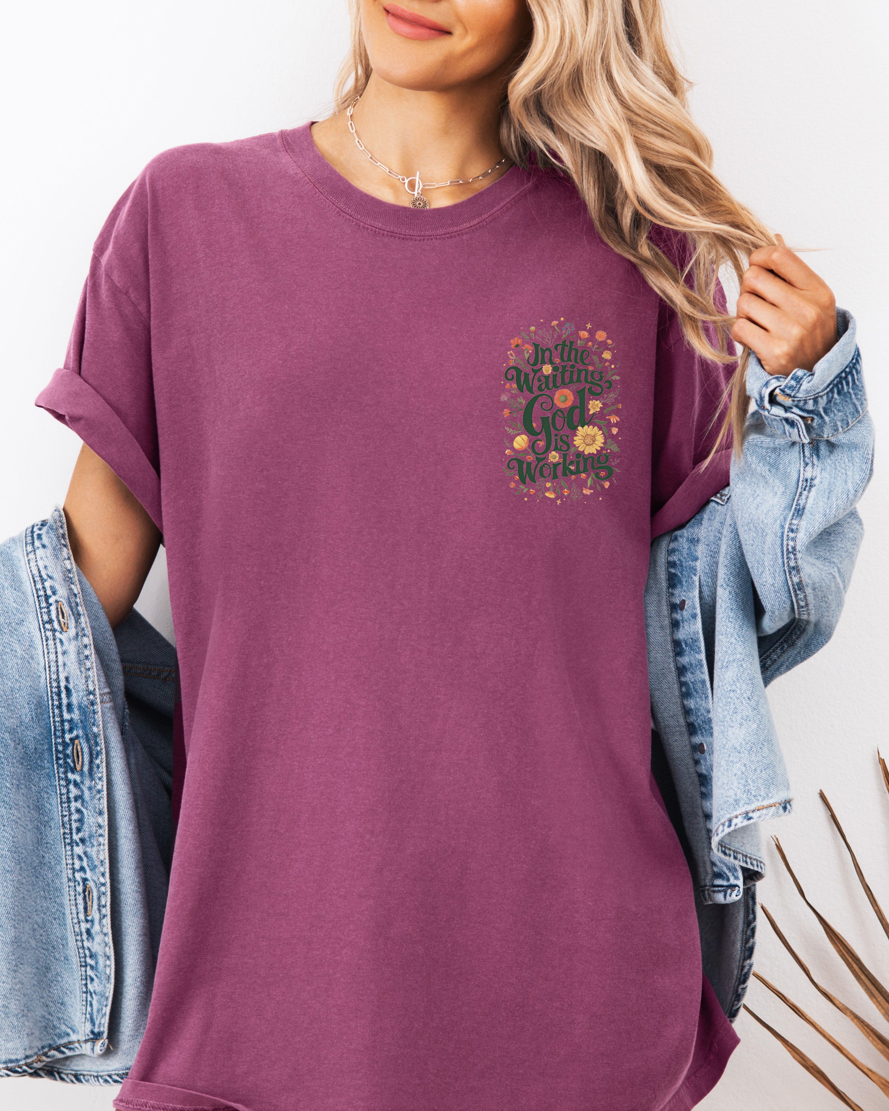 In the waiting God is working Christian Comfort Colors Garment Dyed T Shirt