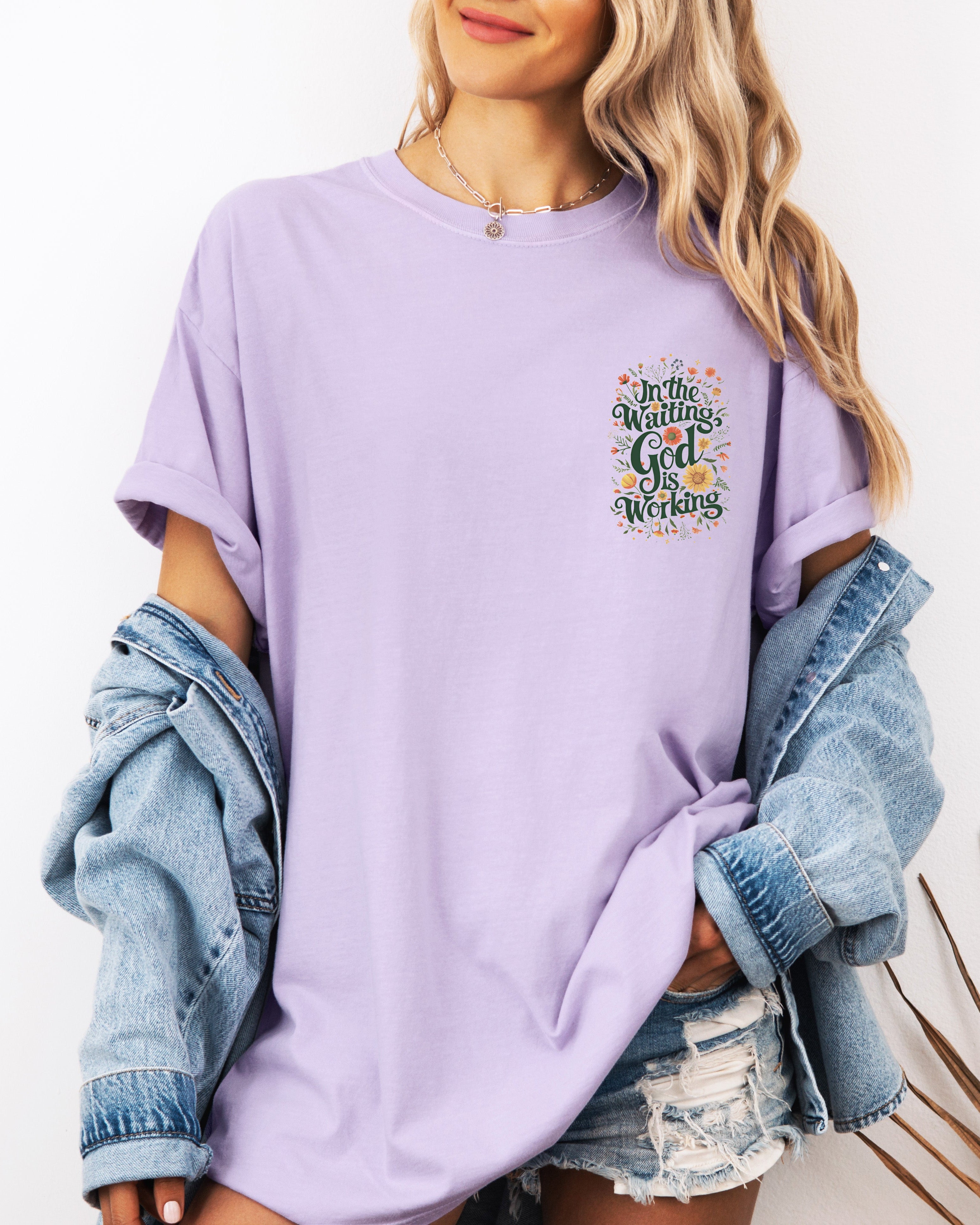 In the waiting God is working Christian Comfort Colors Garment Dyed T Shirt