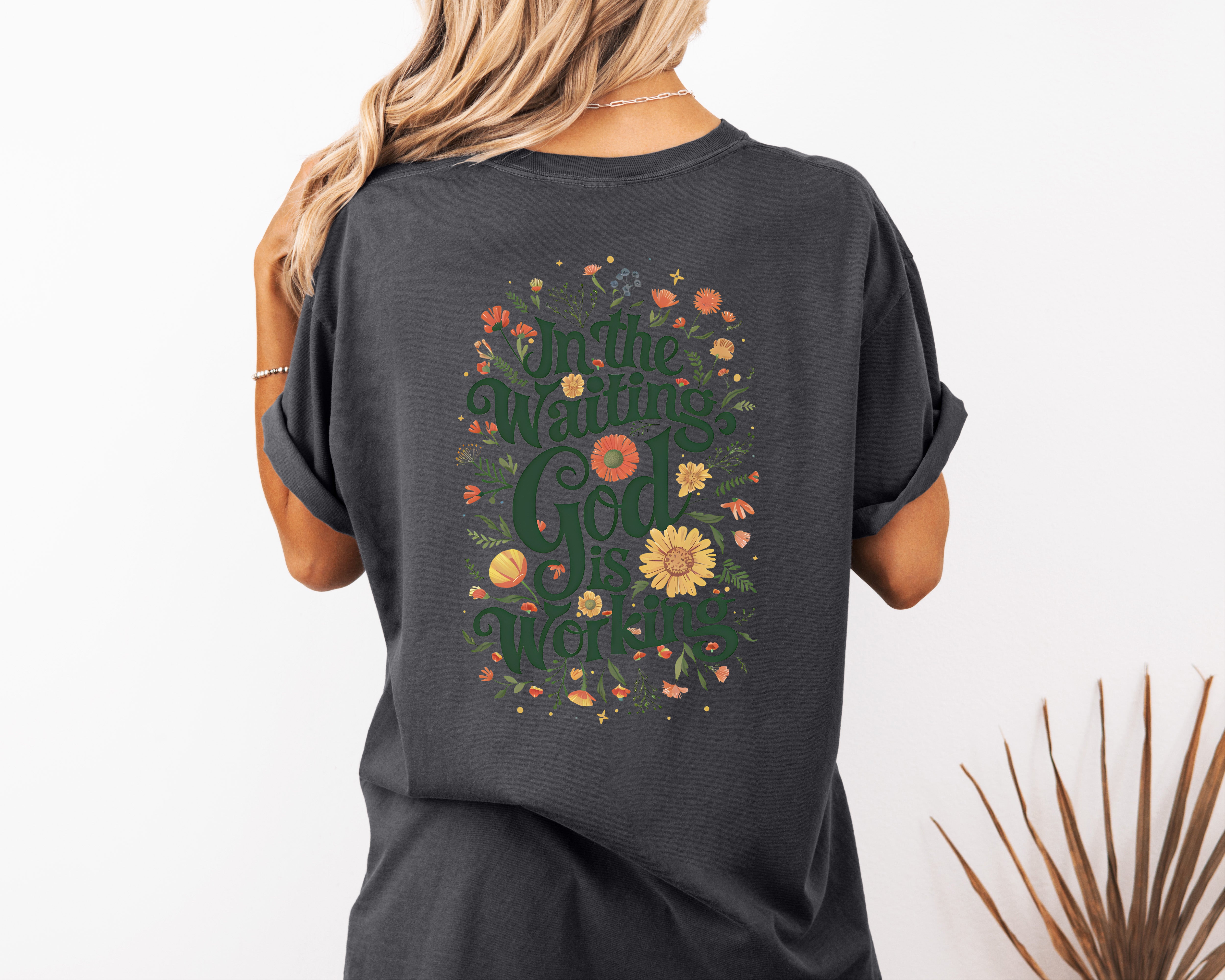 In the waiting God is working Christian Comfort Colors Garment Dyed T Shirt