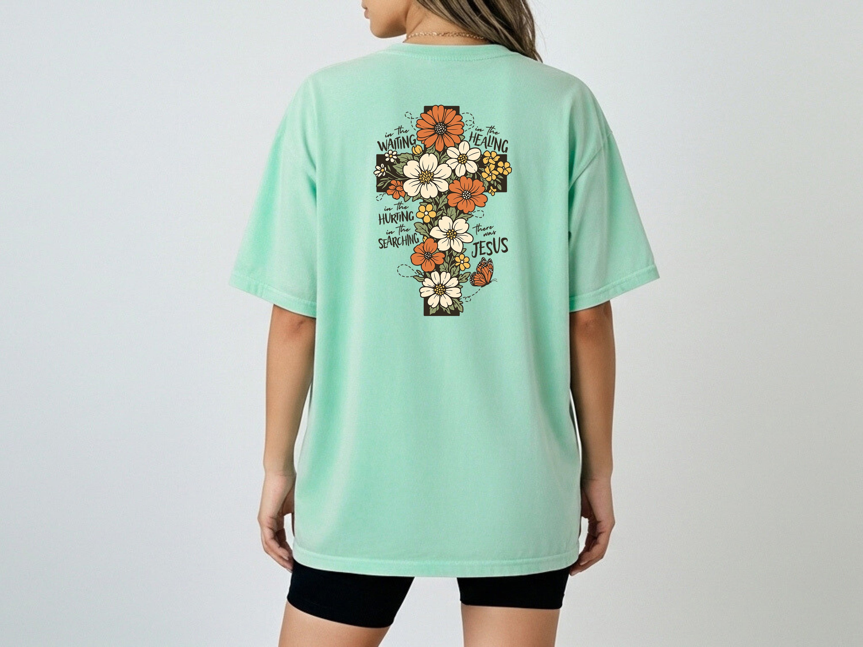 Jesus Flower Cross Comfort Colors Pocket T Shirt |Bible, Christian shirt