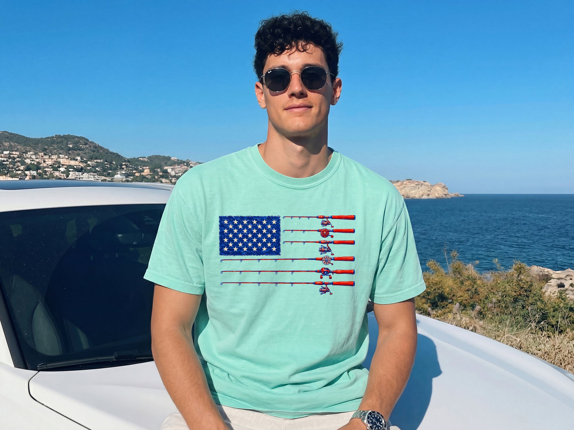 USA America Fishing Comfort Colors T Shirt - 4th of July, Memorial day, Veterans day gift for dad