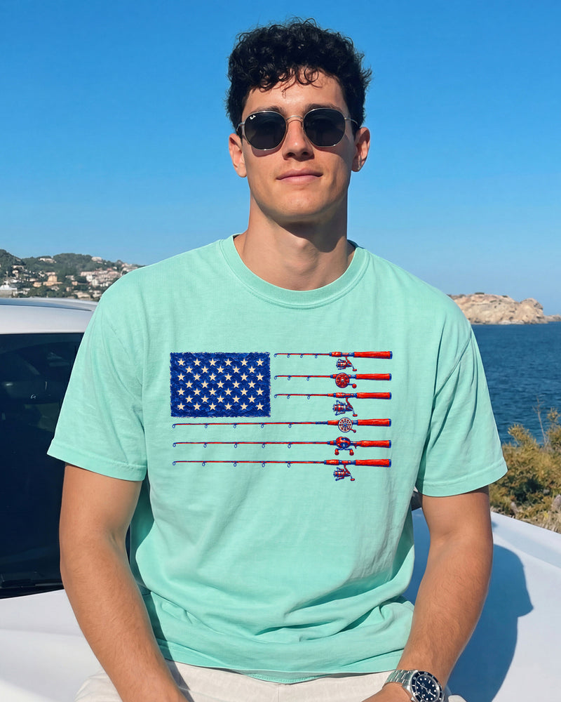 USA America Fishing Comfort Colors T Shirt - 4th of July, Memorial day, Veterans day gift for dad