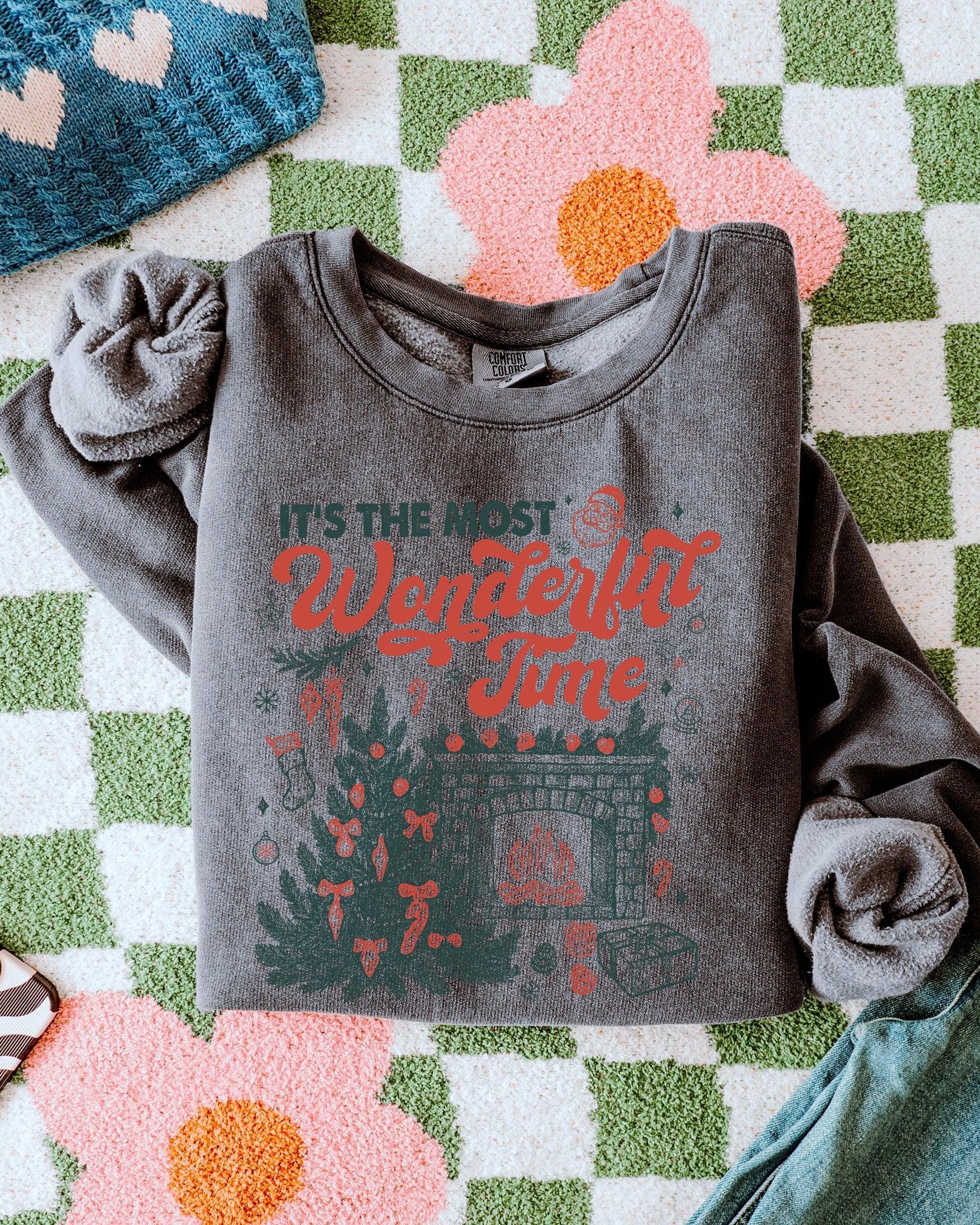 It's The Most Wonderful Time Christmas Holiday Winter Garment Dyed Comfort Colors Sweatshirt