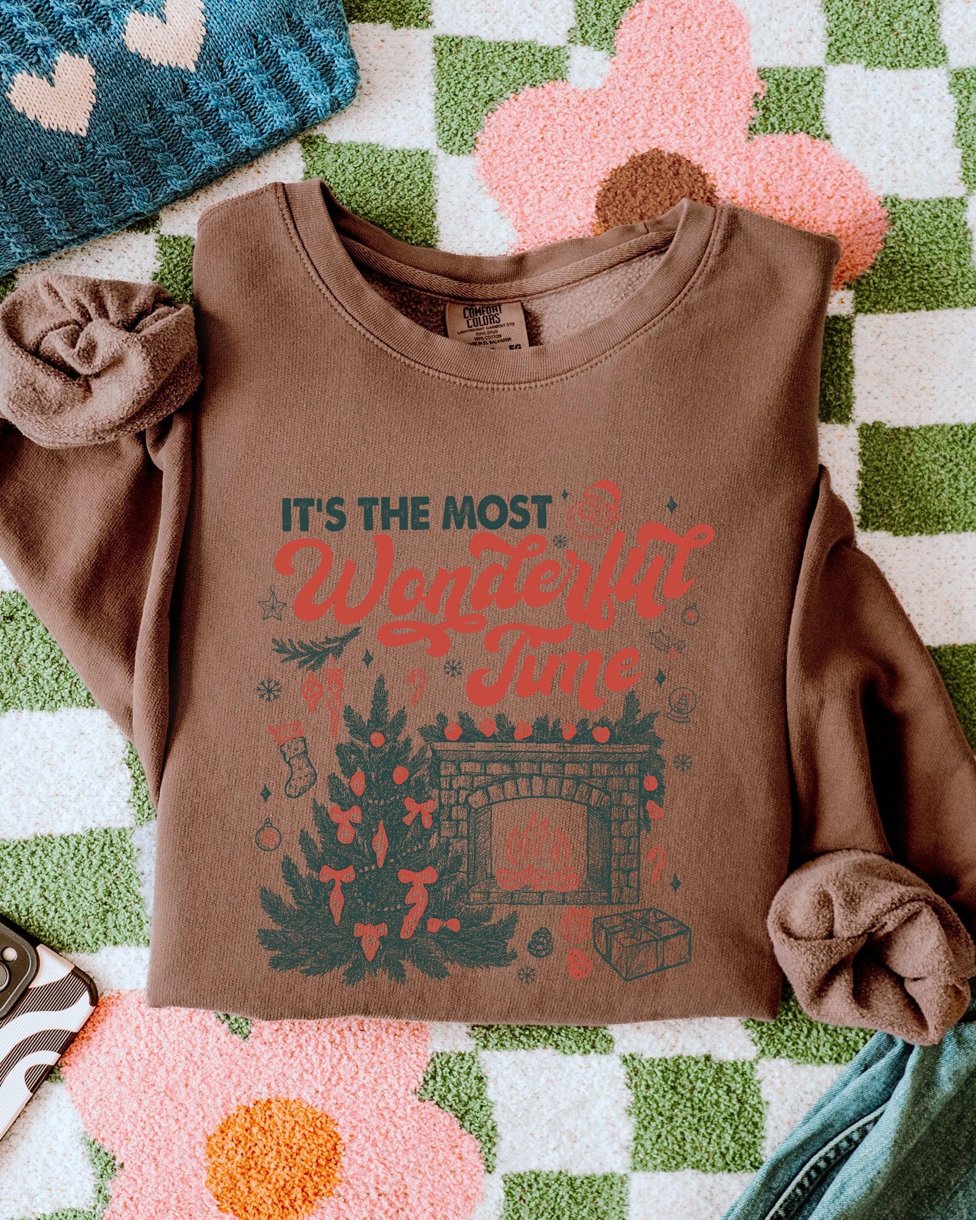 It's The Most Wonderful Time Christmas Holiday Winter Garment Dyed Comfort Colors Sweatshirt