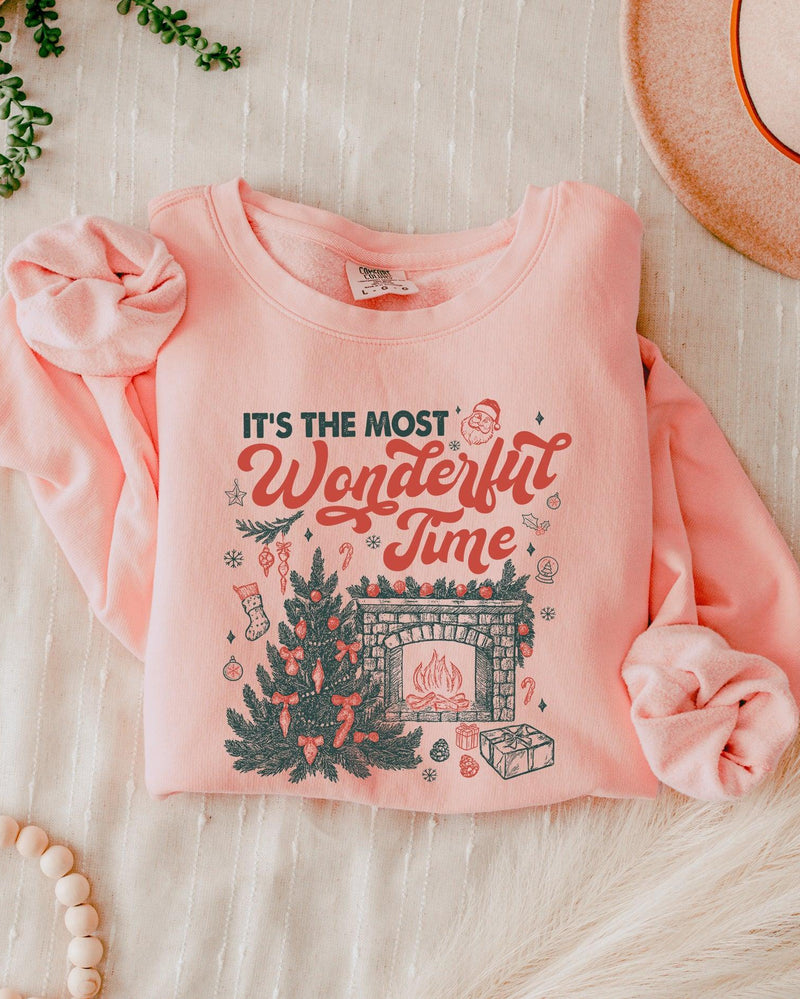 It's The Most Wonderful Time Christmas Holiday Winter Garment Dyed Comfort Colors Sweatshirt