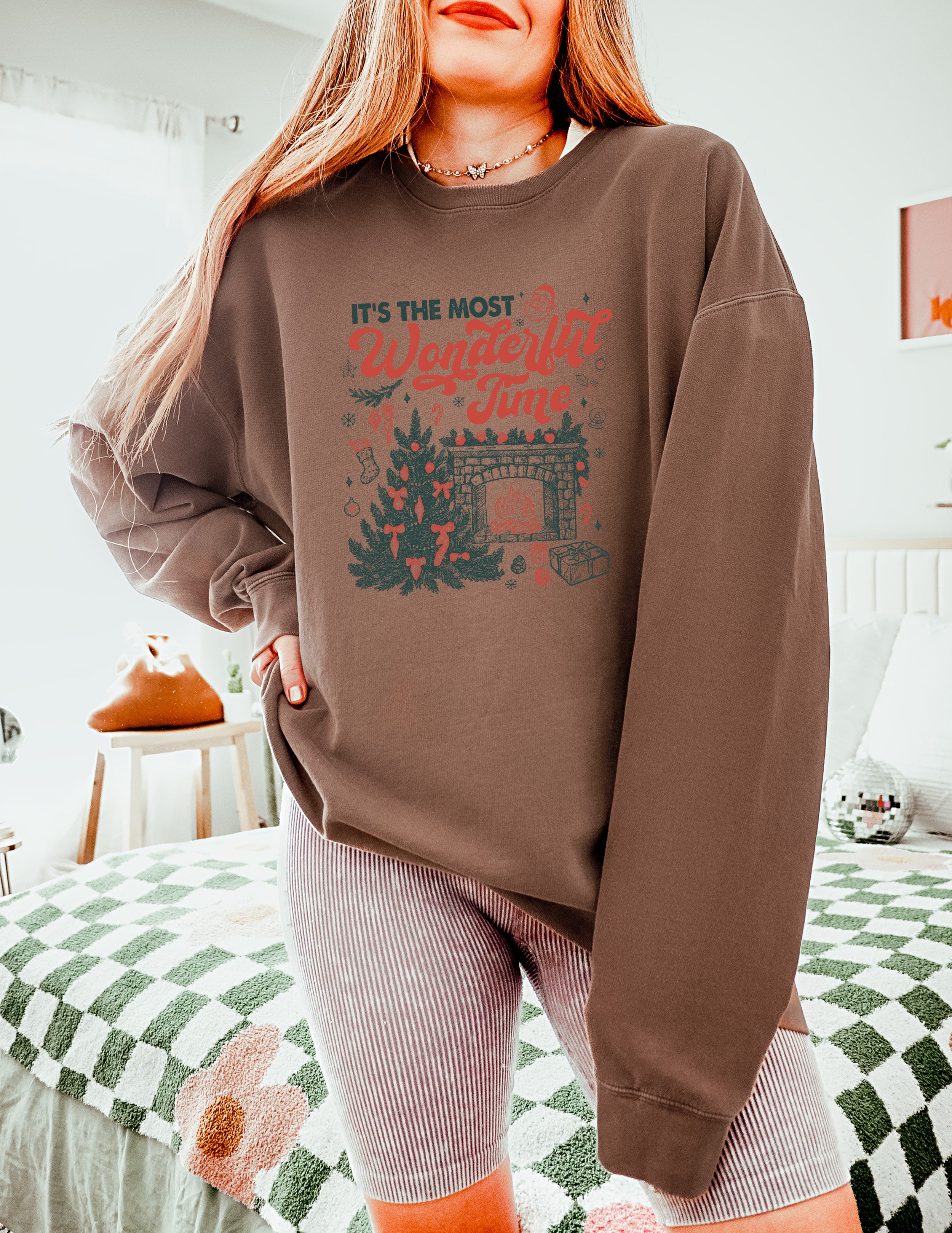 It's The Most Wonderful Time Christmas Holiday Winter Garment Dyed Comfort Colors Sweatshirt
