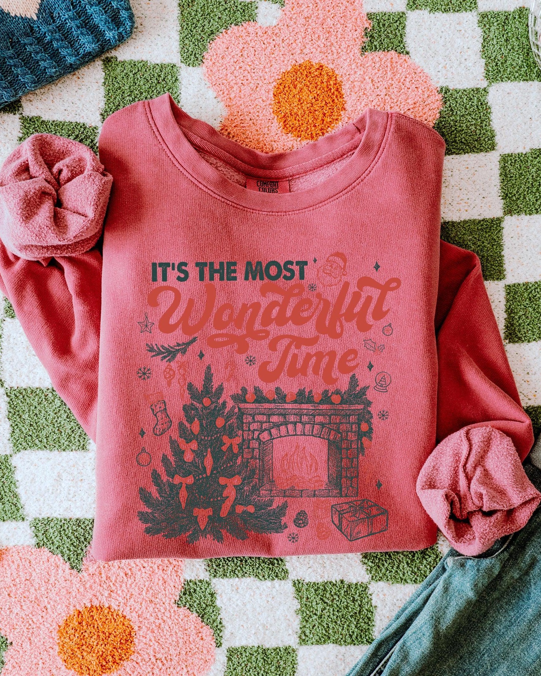 It's The Most Wonderful Time Christmas Holiday Winter Garment Dyed Comfort Colors Sweatshirt