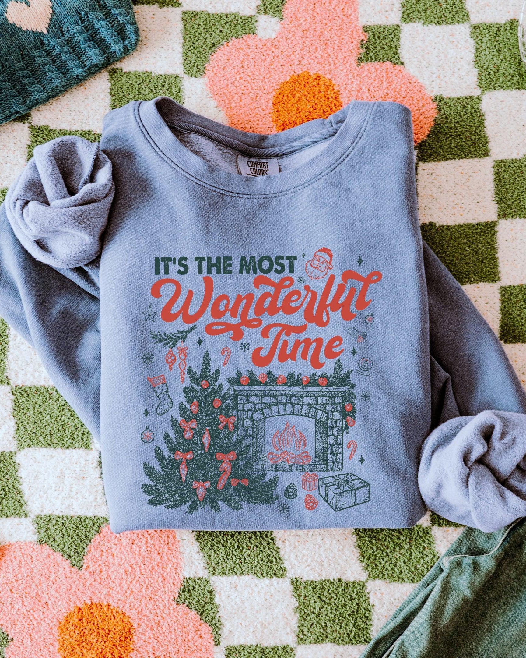 It's The Most Wonderful Time Christmas Holiday Winter Garment Dyed Comfort Colors Sweatshirt