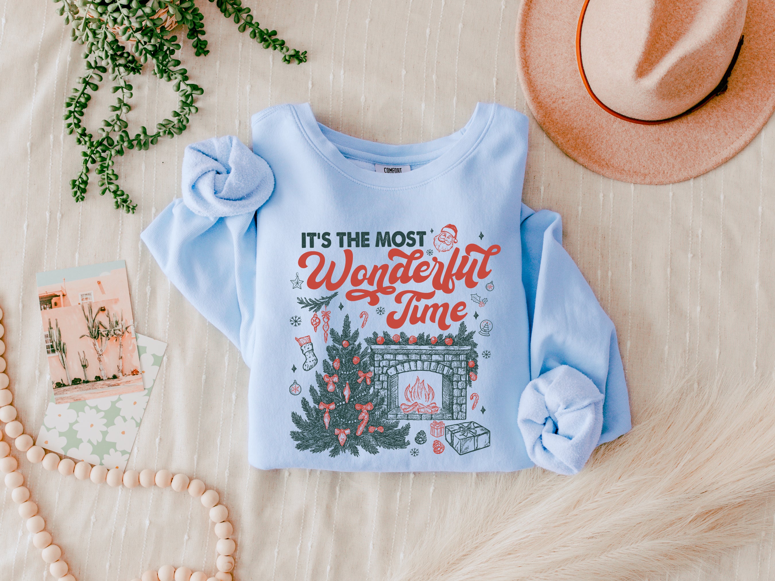 It's The Most Wonderful Time Christmas Holiday Winter Garment Dyed Comfort Colors Sweatshirt