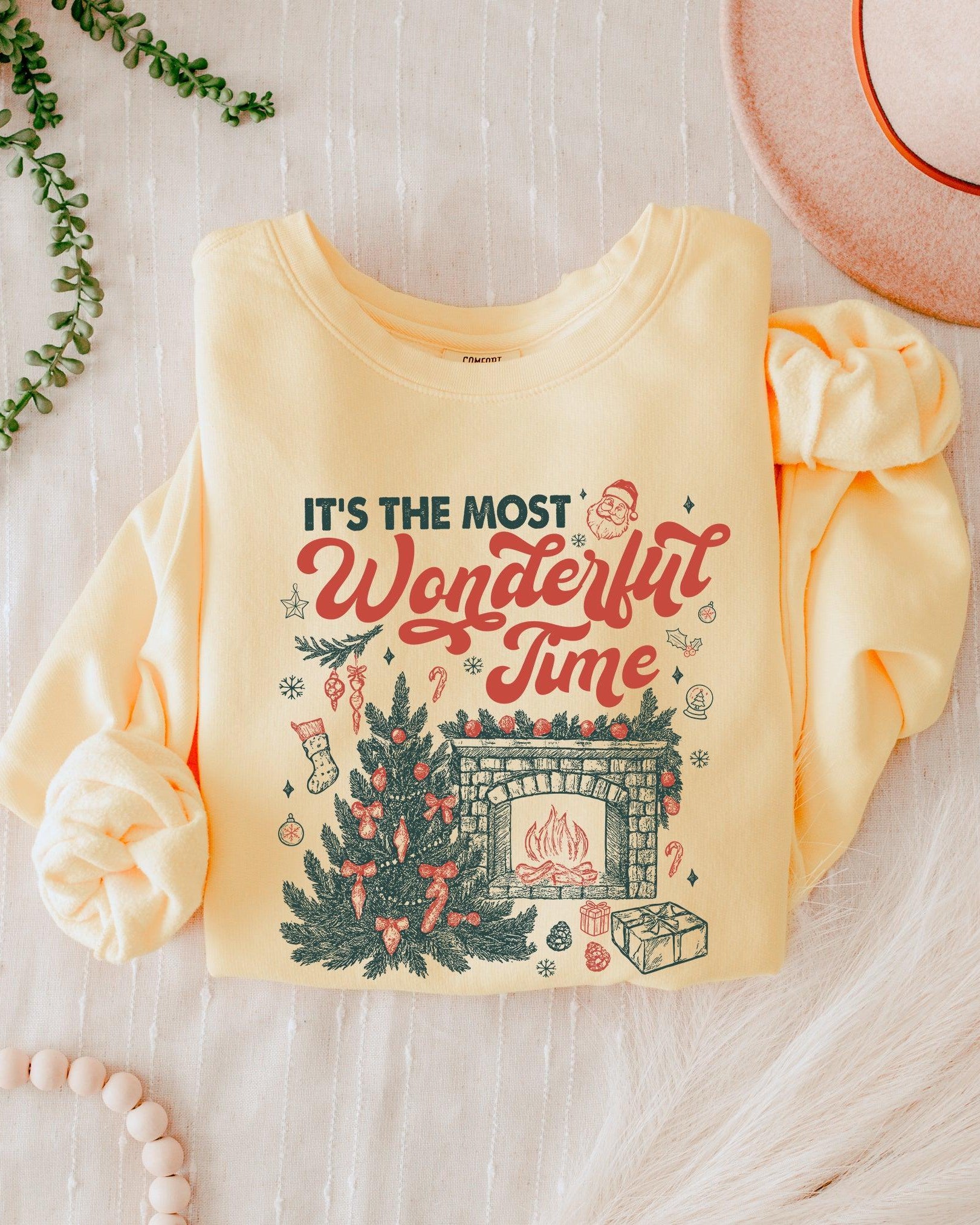 It's The Most Wonderful Time Christmas Holiday Winter Garment Dyed Comfort Colors Sweatshirt