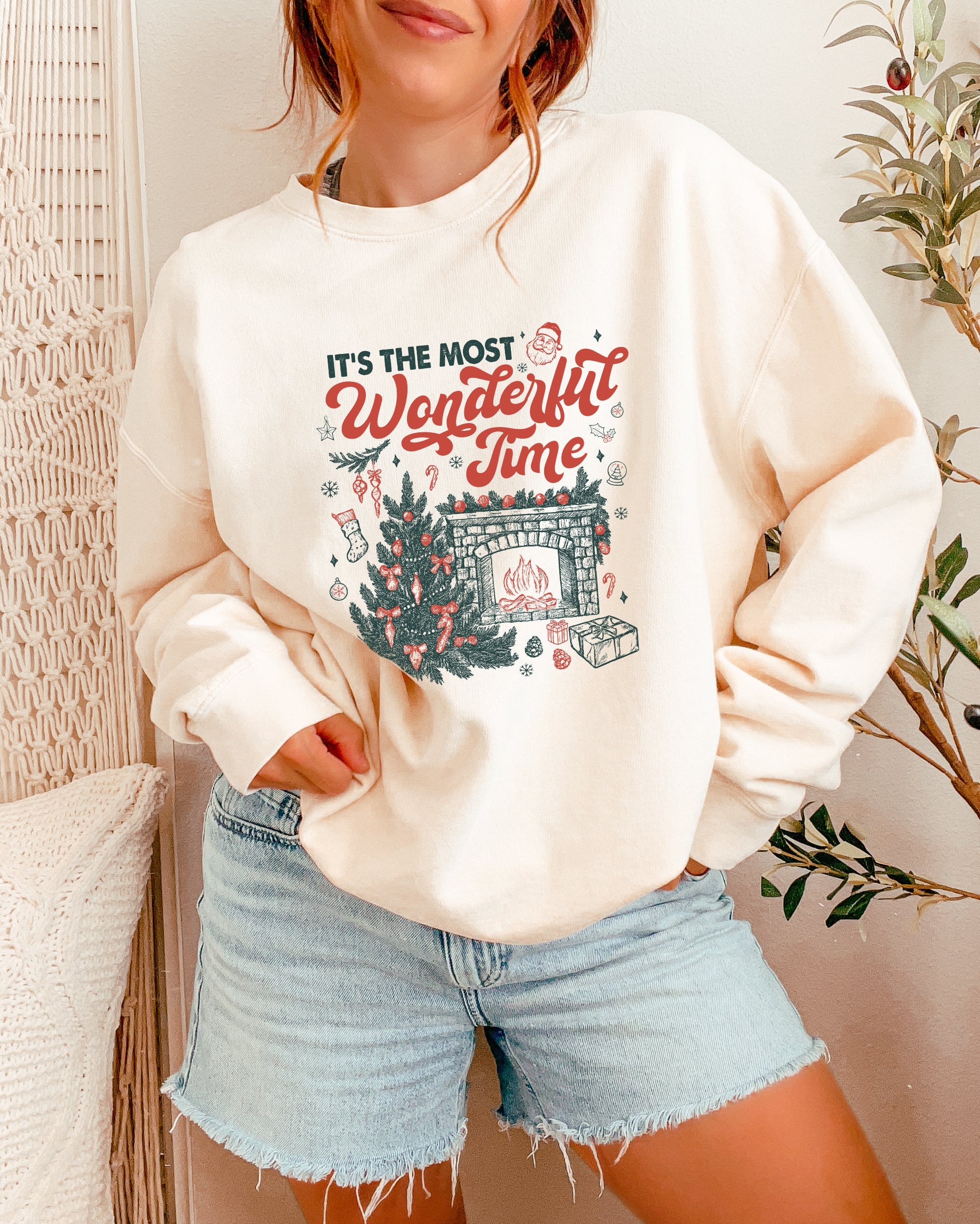 It's The Most Wonderful Time Christmas Holiday Winter Garment Dyed Comfort Colors Sweatshirt