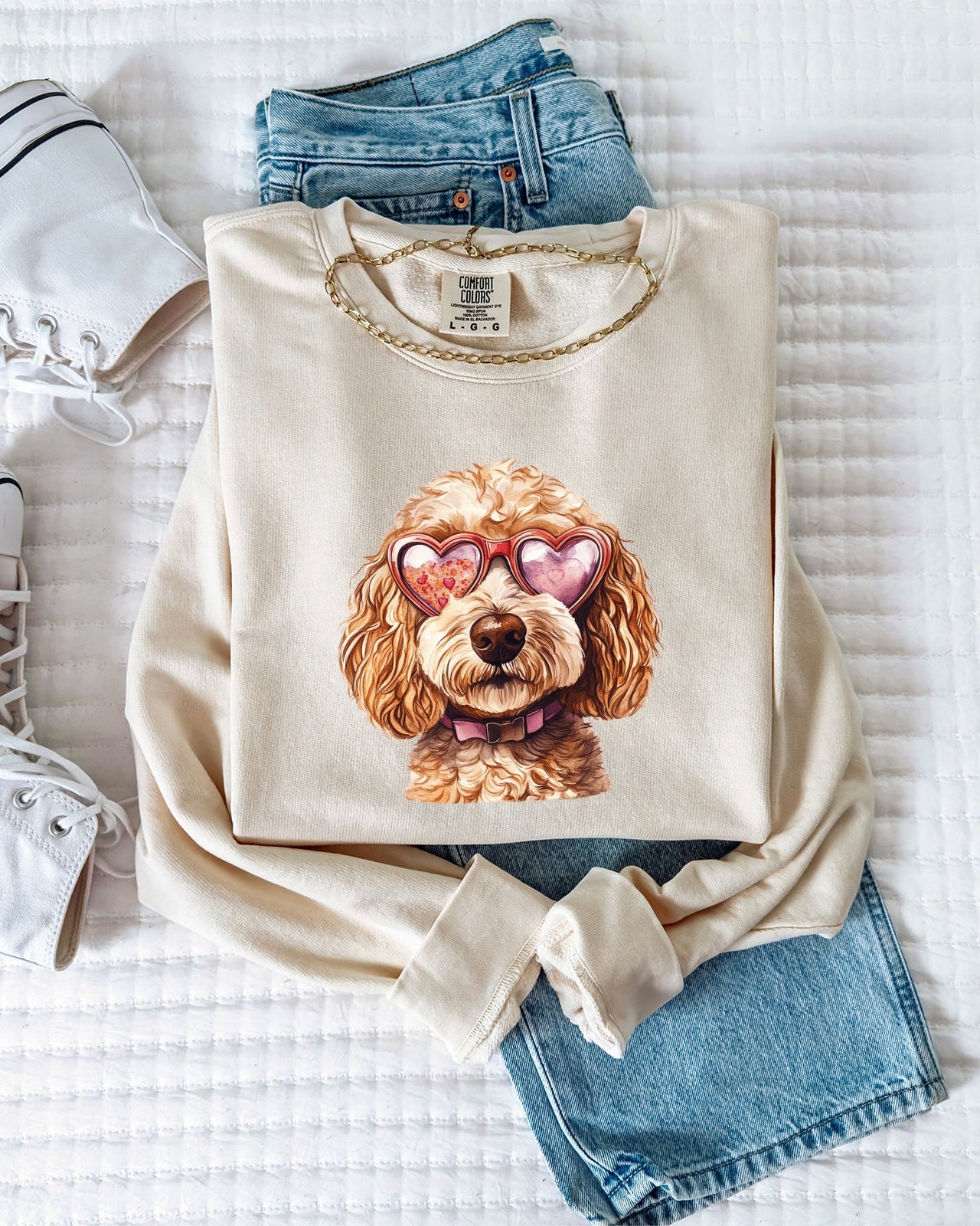 Doodle Dog Mom Garment Dyed Comfort Colors Sweatshirt (Valentine's Day)