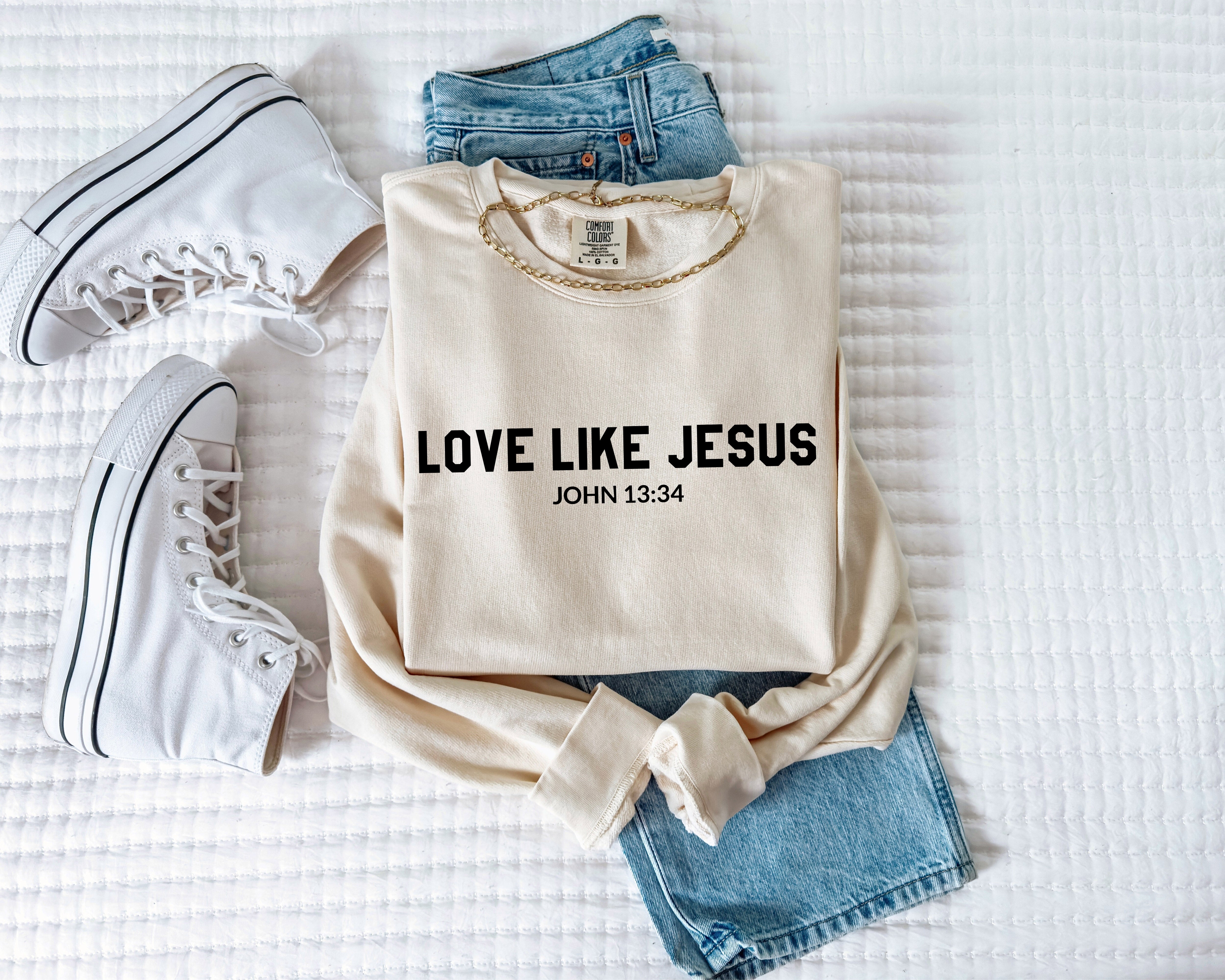 Love Like Jesus Christian Garment Dyed Comfort Colors Sweatshirt