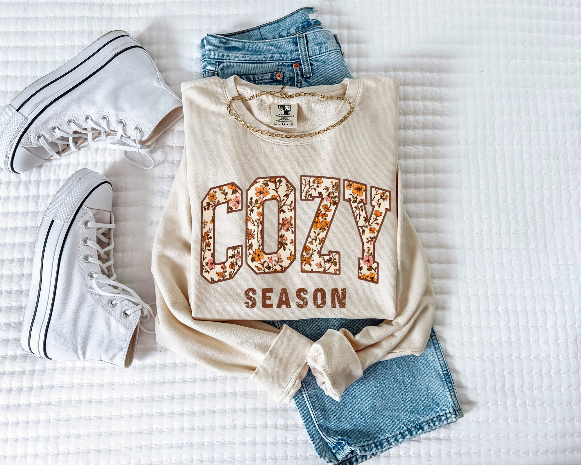 Cozy Season Fall Autumn Pumpkin Thanksgiving day Inspirational Garment Dyed Comfort Colors Sweatshirt