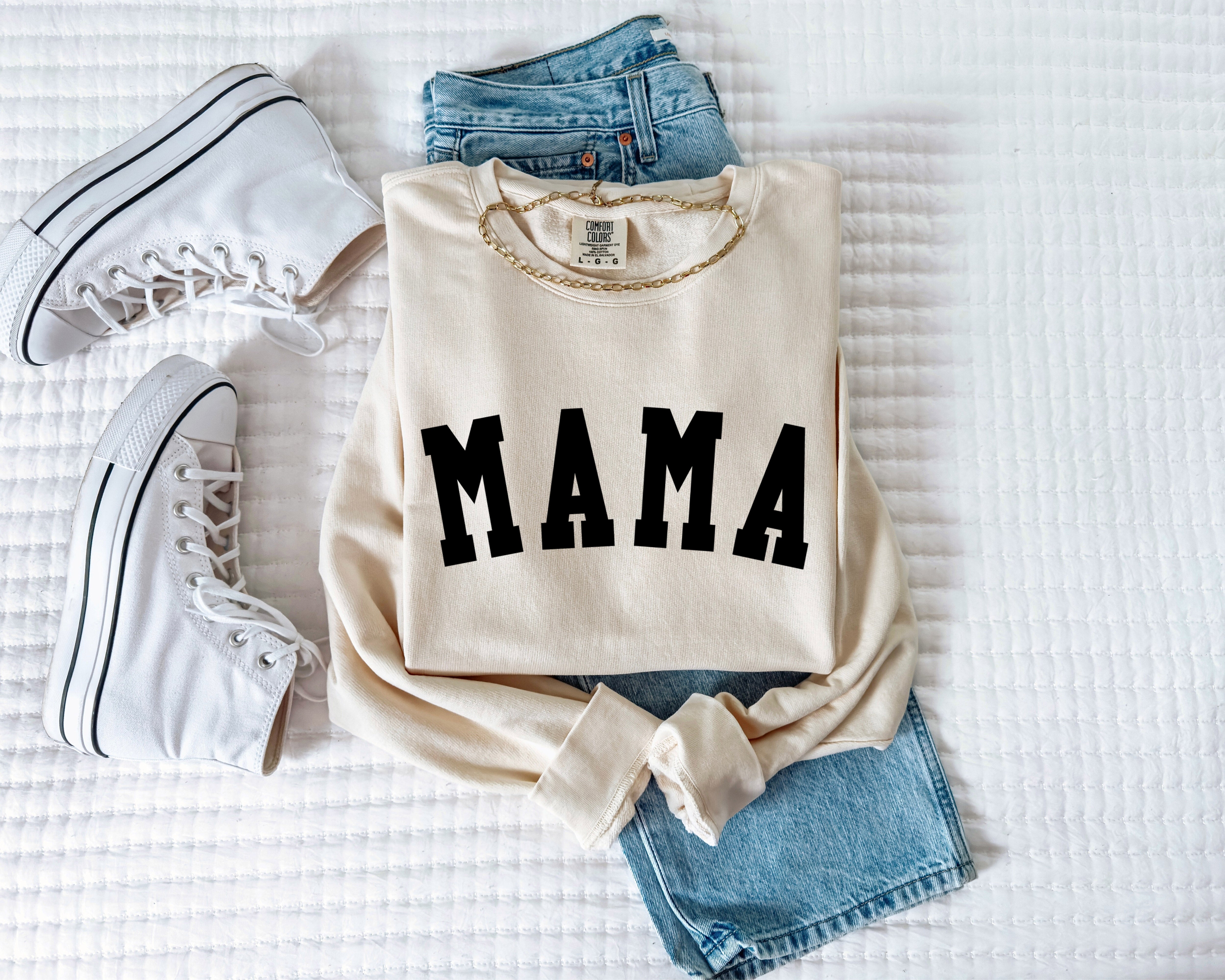 Mama Garment Dyed Comfort Colors Sweatshirt (Condensed Font)