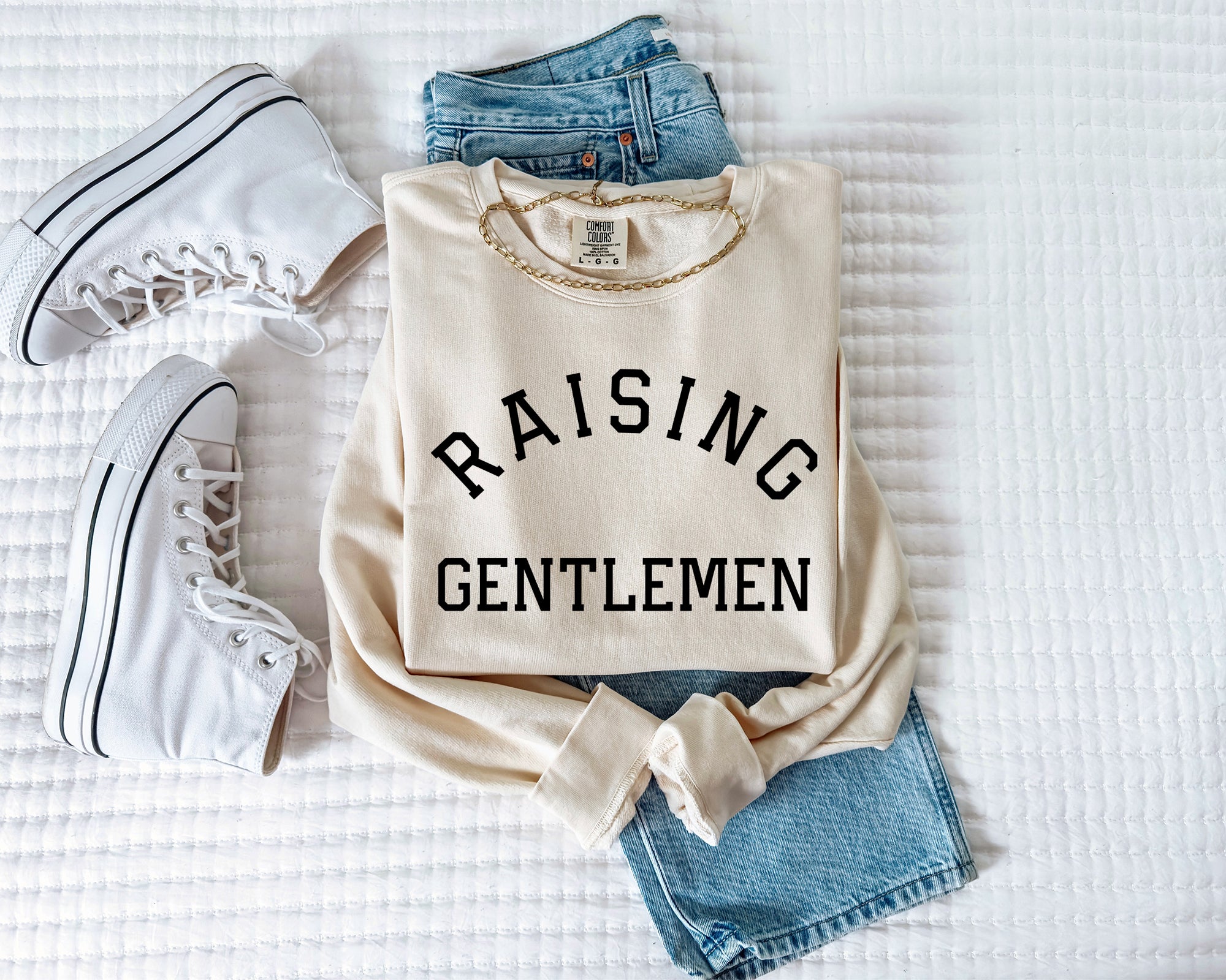 Raising Gentlemen for boy moms Garment Dyed Comfort Colors Sweatshirt