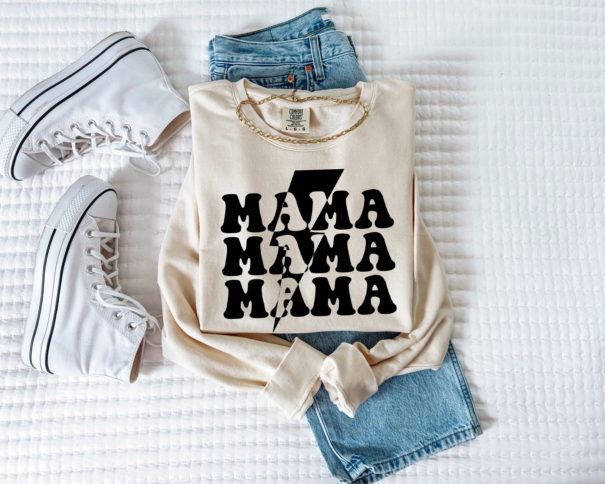 Mama Lightning Garment Dyed Comfort Colors Sweatshirt