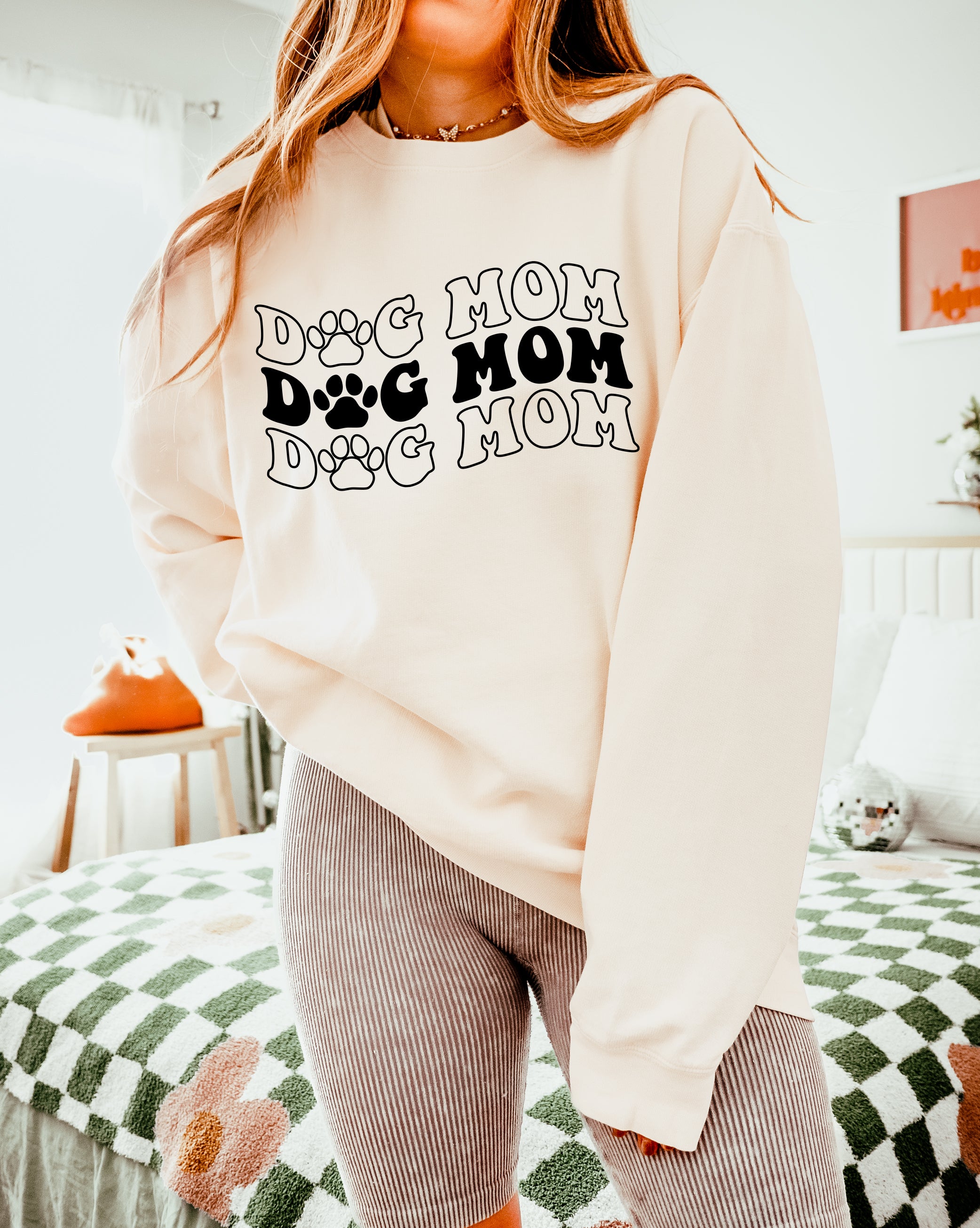 Dog mom Garment Dyed Comfort Colors Sweatshirt (Groovy)