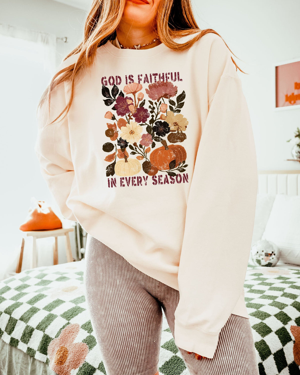 God Is Faithful Christian Comfort Colors Sweatshirt, Fall Thanksgiving Gift for Women