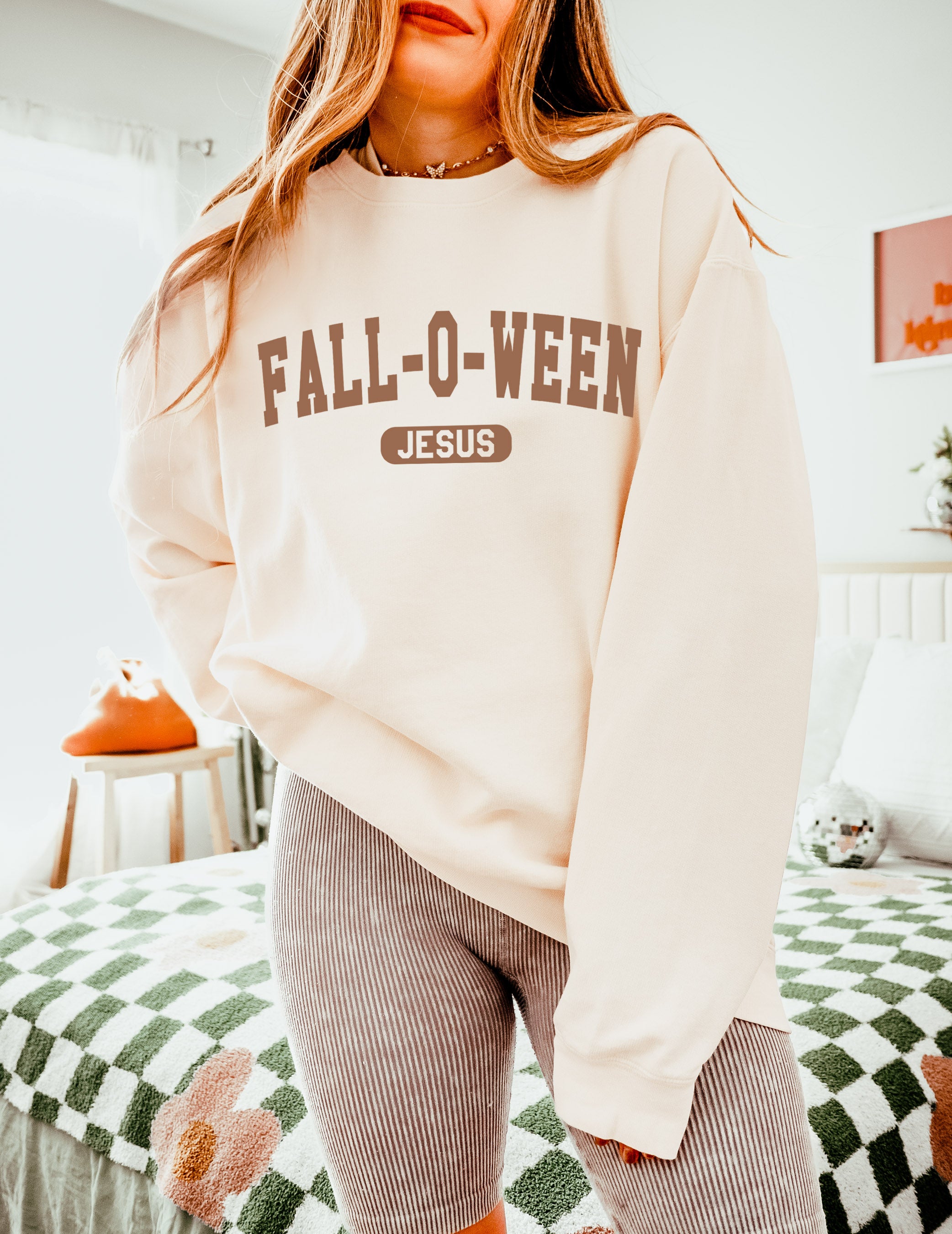 Christian Halloween Fall-o-ween Jesus Pumpkin Thanksgiving day Fall Inspirational Christian Garment Dyed Comfort Colors Sweatshirt
