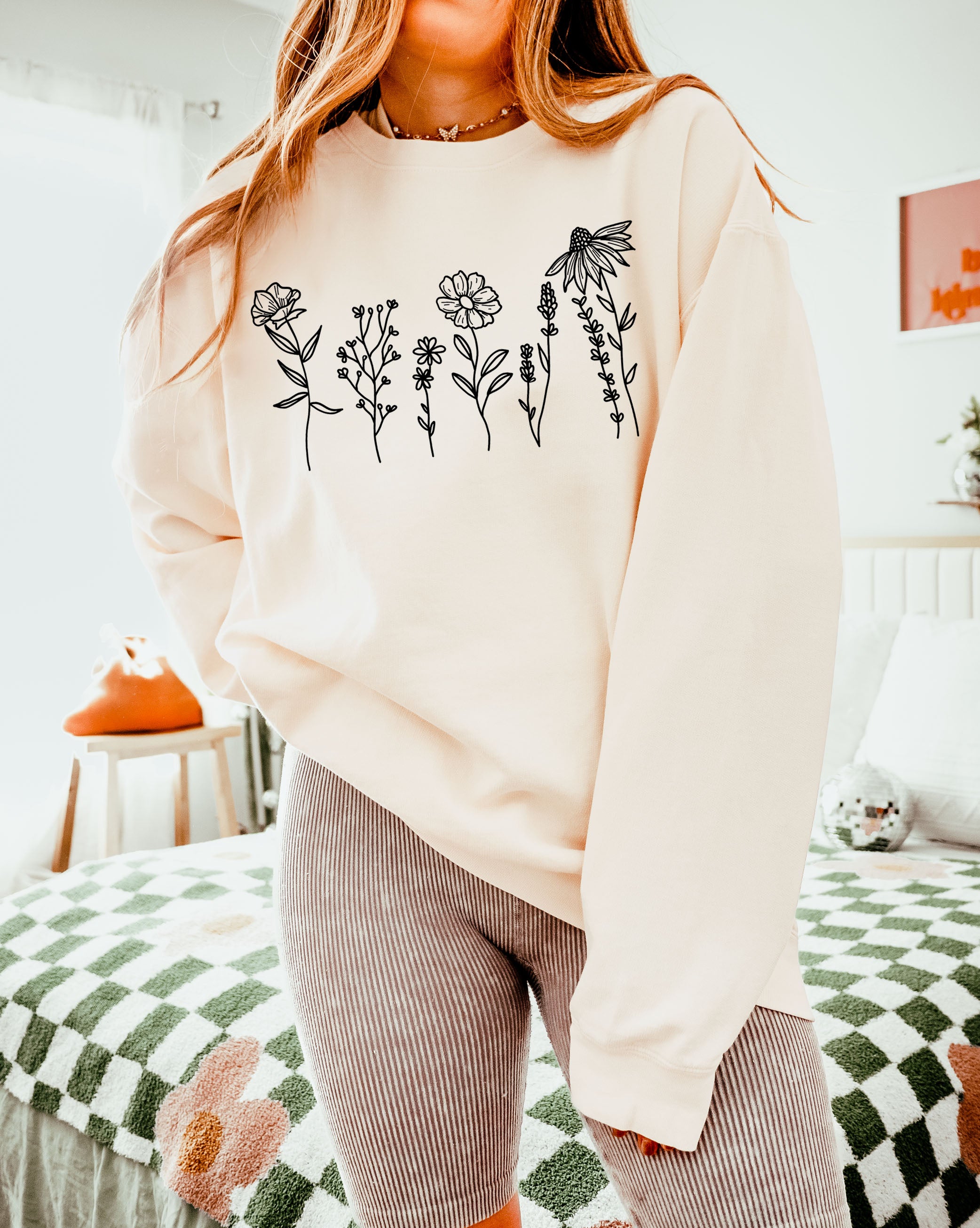 Wildflowers Botanical Garment Dyed Comfort Colors Sweatshirt