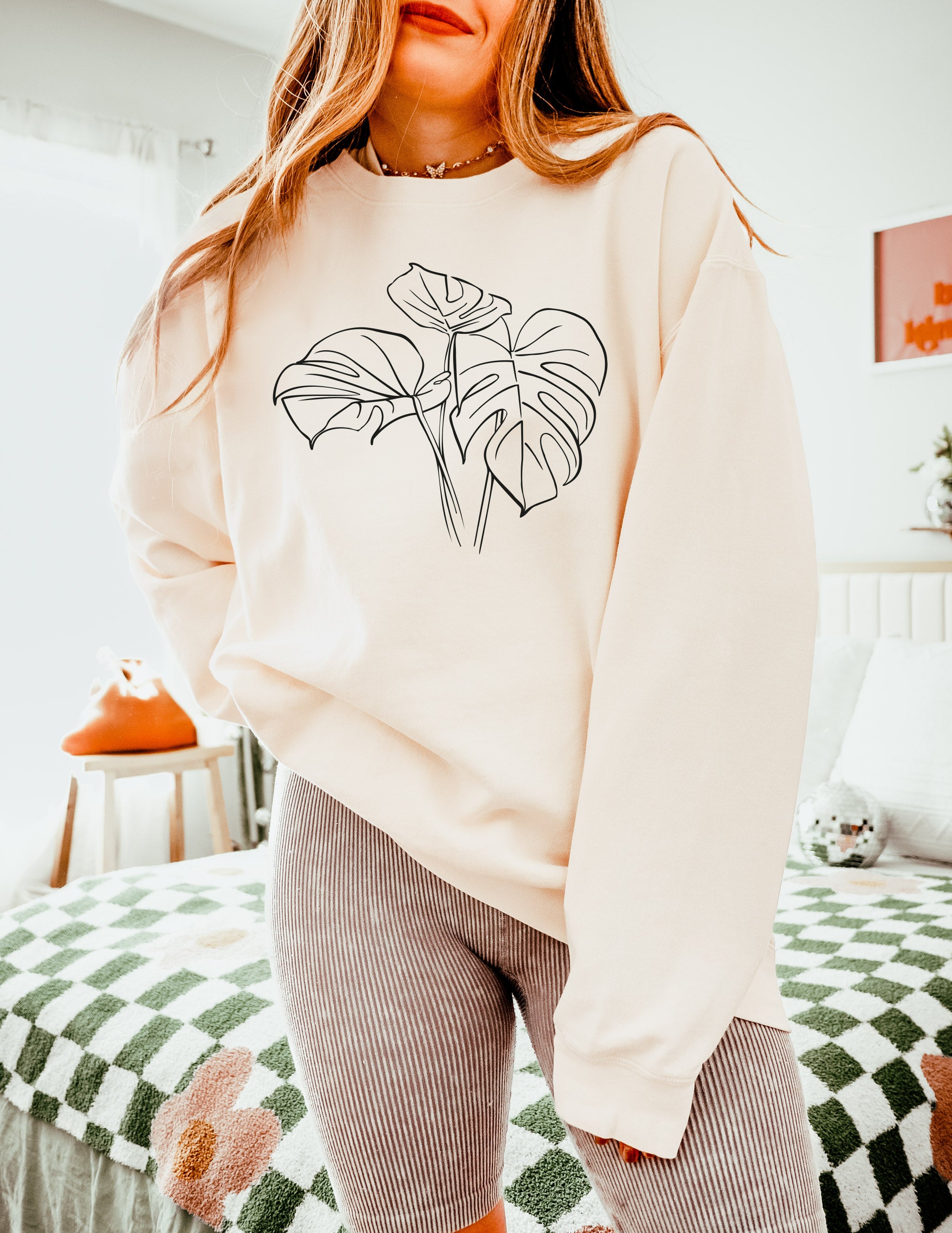 Monstera Plant Botanical Garment Dyed Comfort Colors Sweatshirt