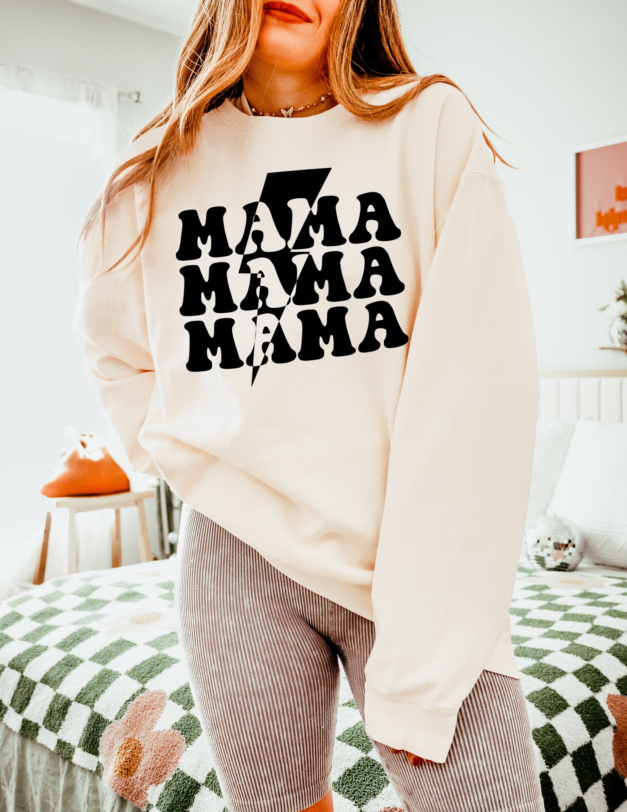 Mama Lightning Garment Dyed Comfort Colors Sweatshirt