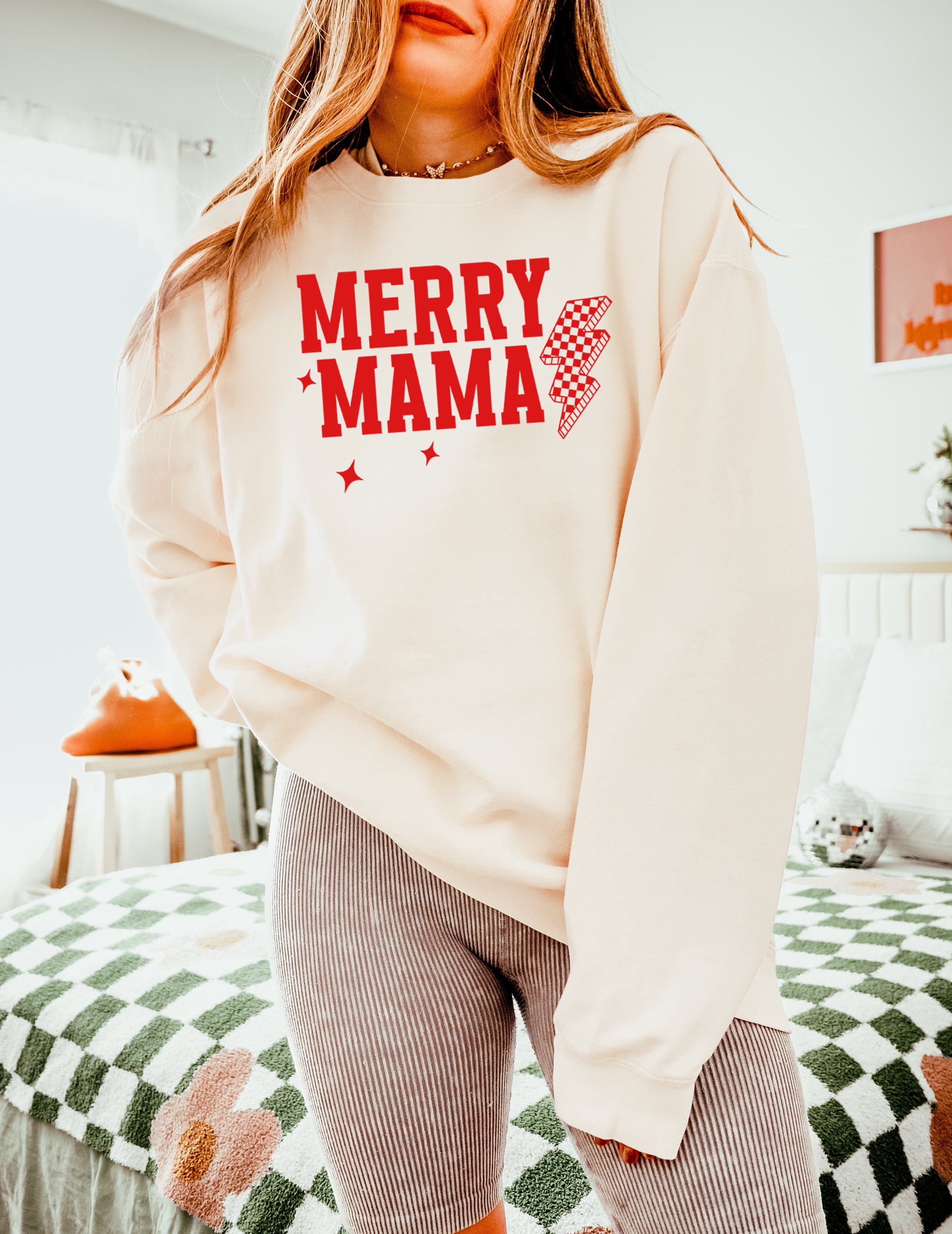 Merry Christmas Mama Winter Holiday Fall Autumn Inspirational Garment Dyed Comfort Colors Sweatshirt