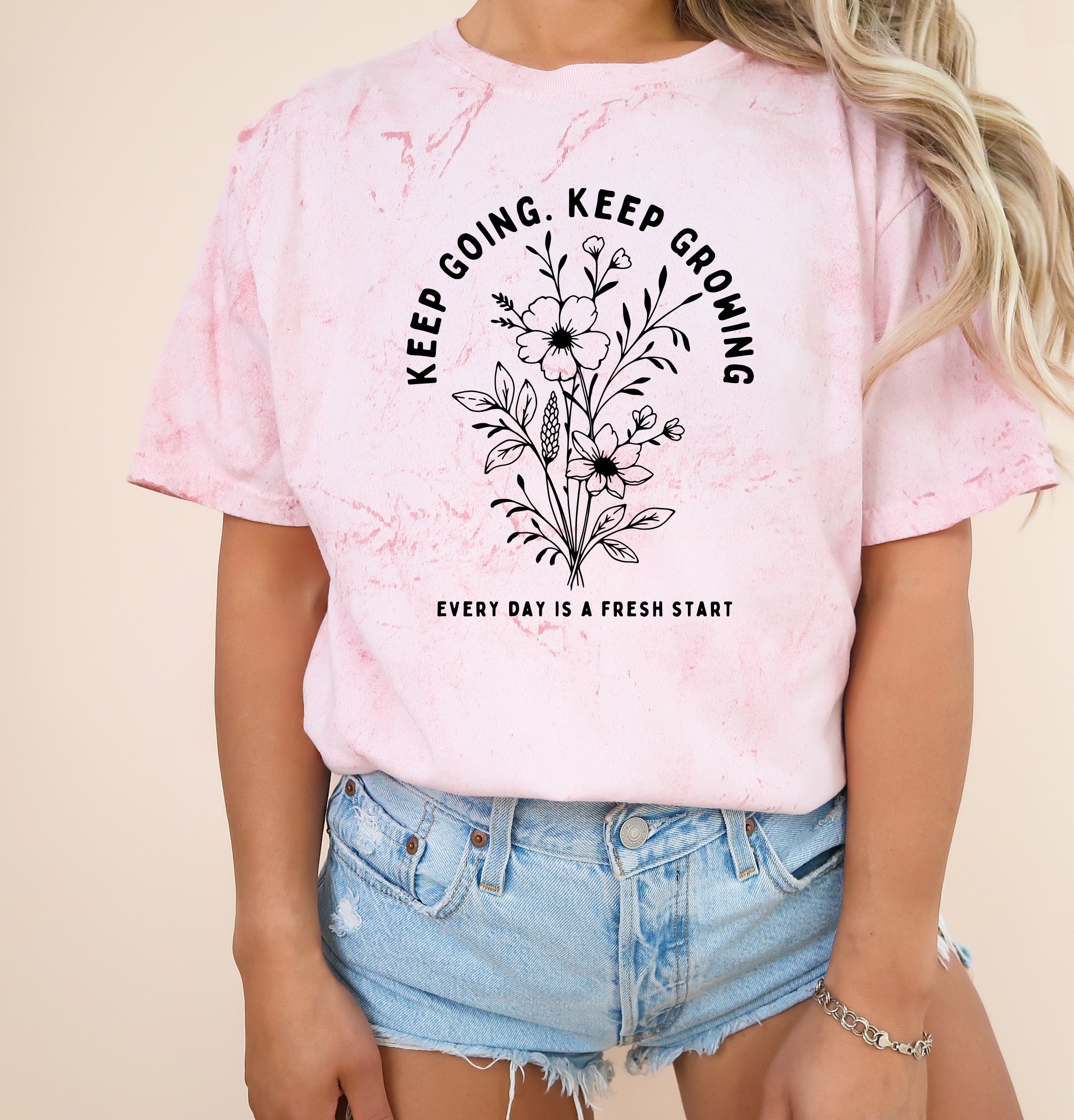 Keep growing Inspirational Christian Botanical Plant Nature Garment Dyed T Shirt