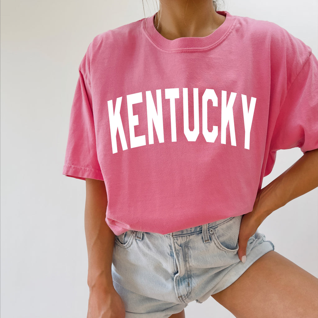 Kentucky State City Comfort Colors T Shirt (Condensed Font)