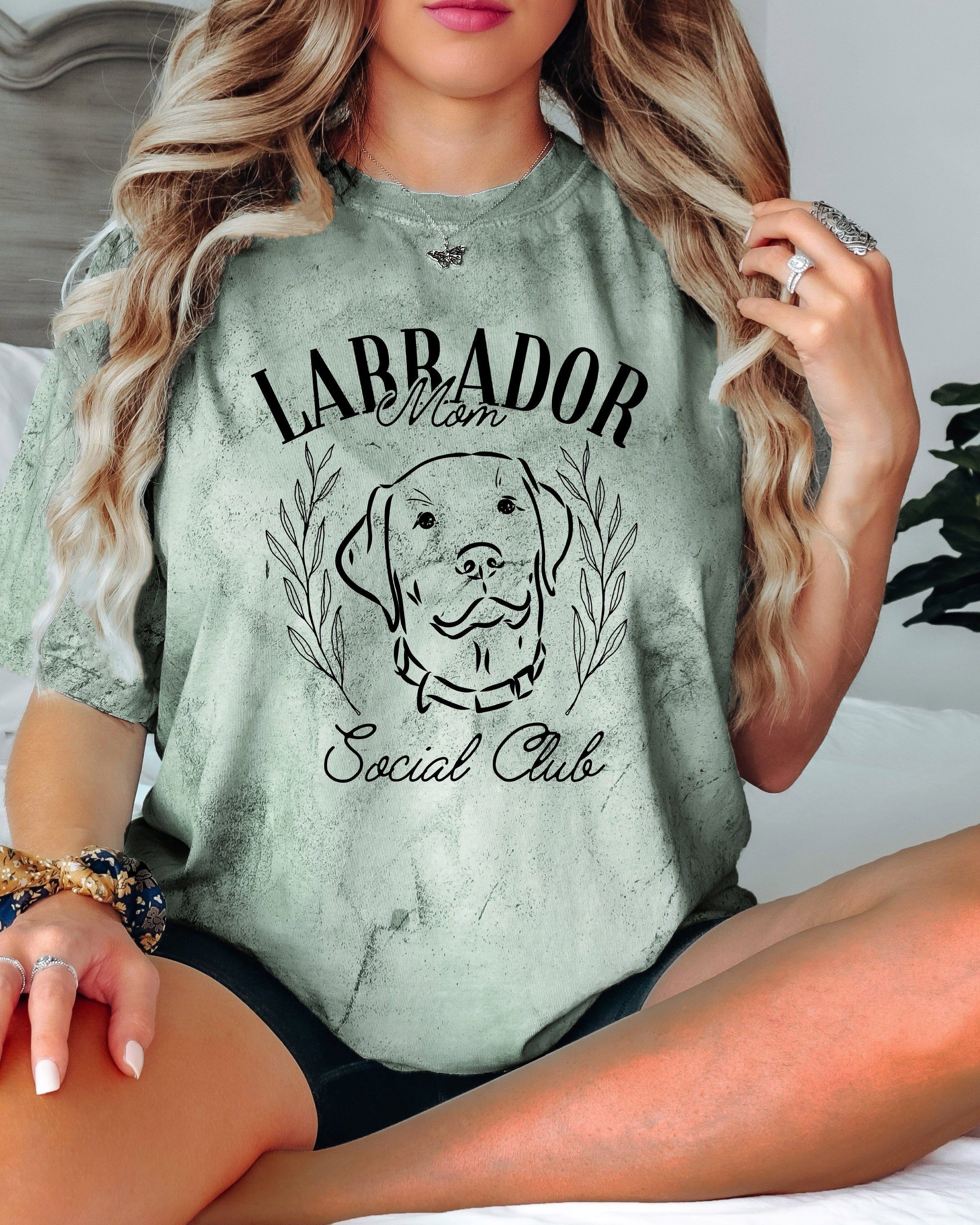 Labrador Mom Social Club Retriever Dog Mom Garment dyed T Shirt