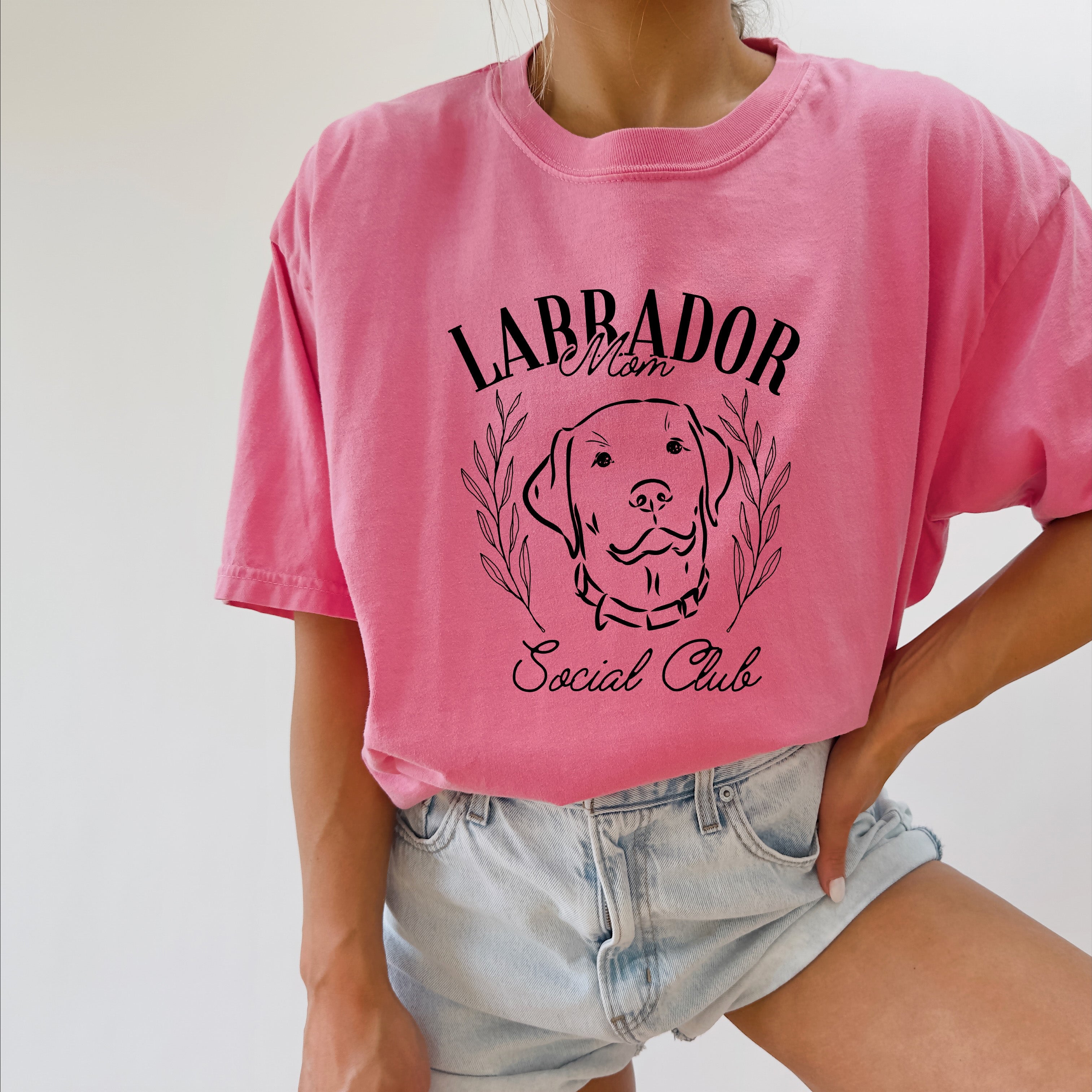 Labrador Mom Social Club Retriever Dog Mom Garment dyed T Shirt