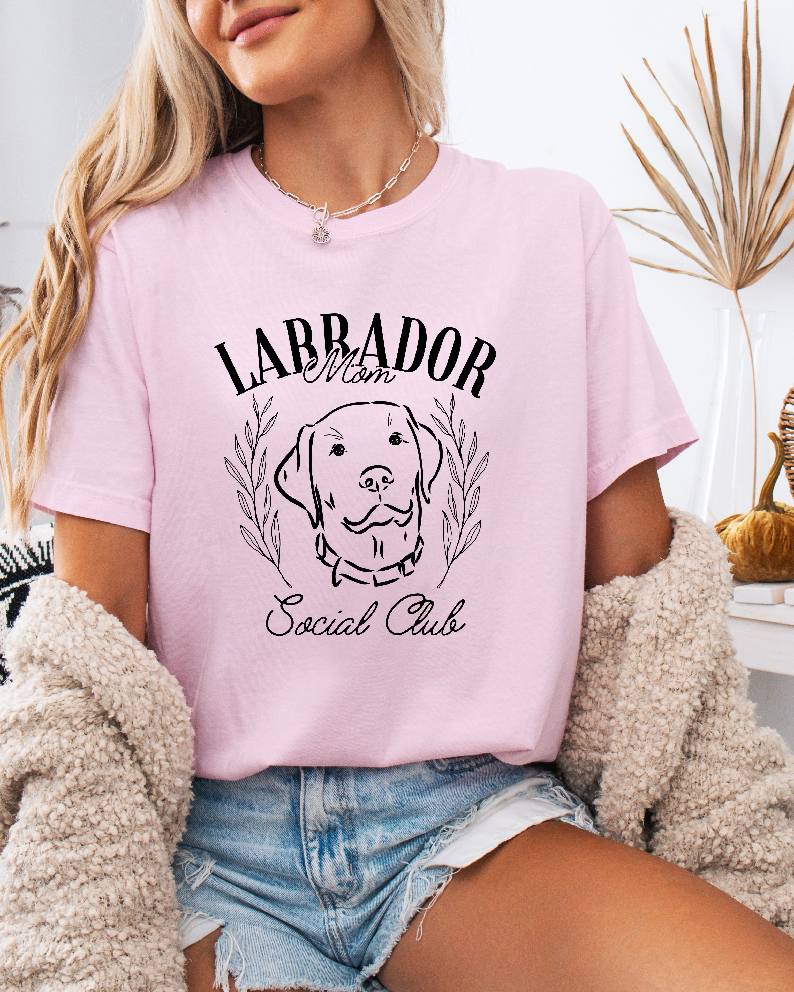Labrador Mom Social Club Retriever Dog Mom Garment dyed T Shirt
