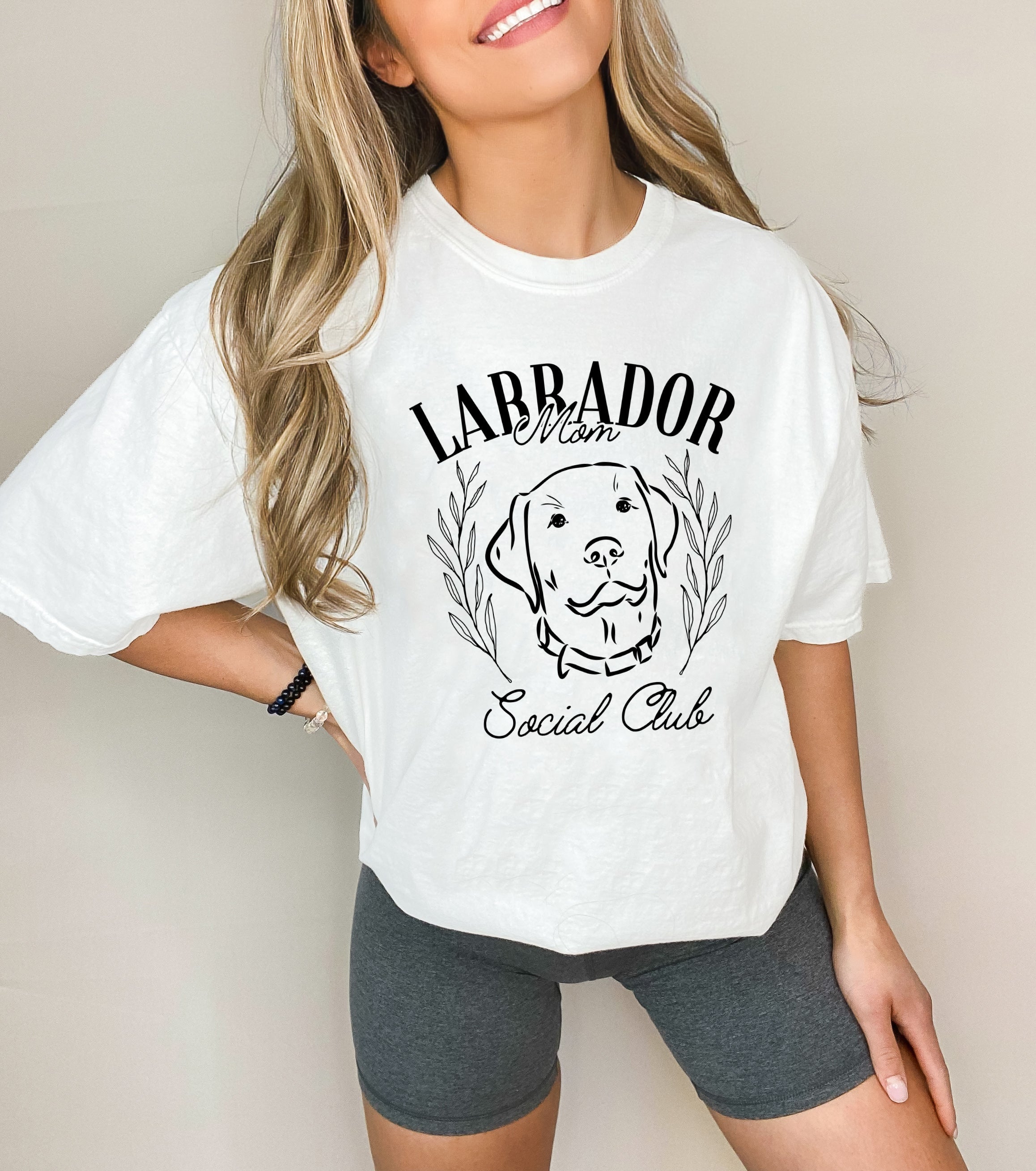 Labrador Mom Social Club Retriever Dog Mom Garment dyed T Shirt